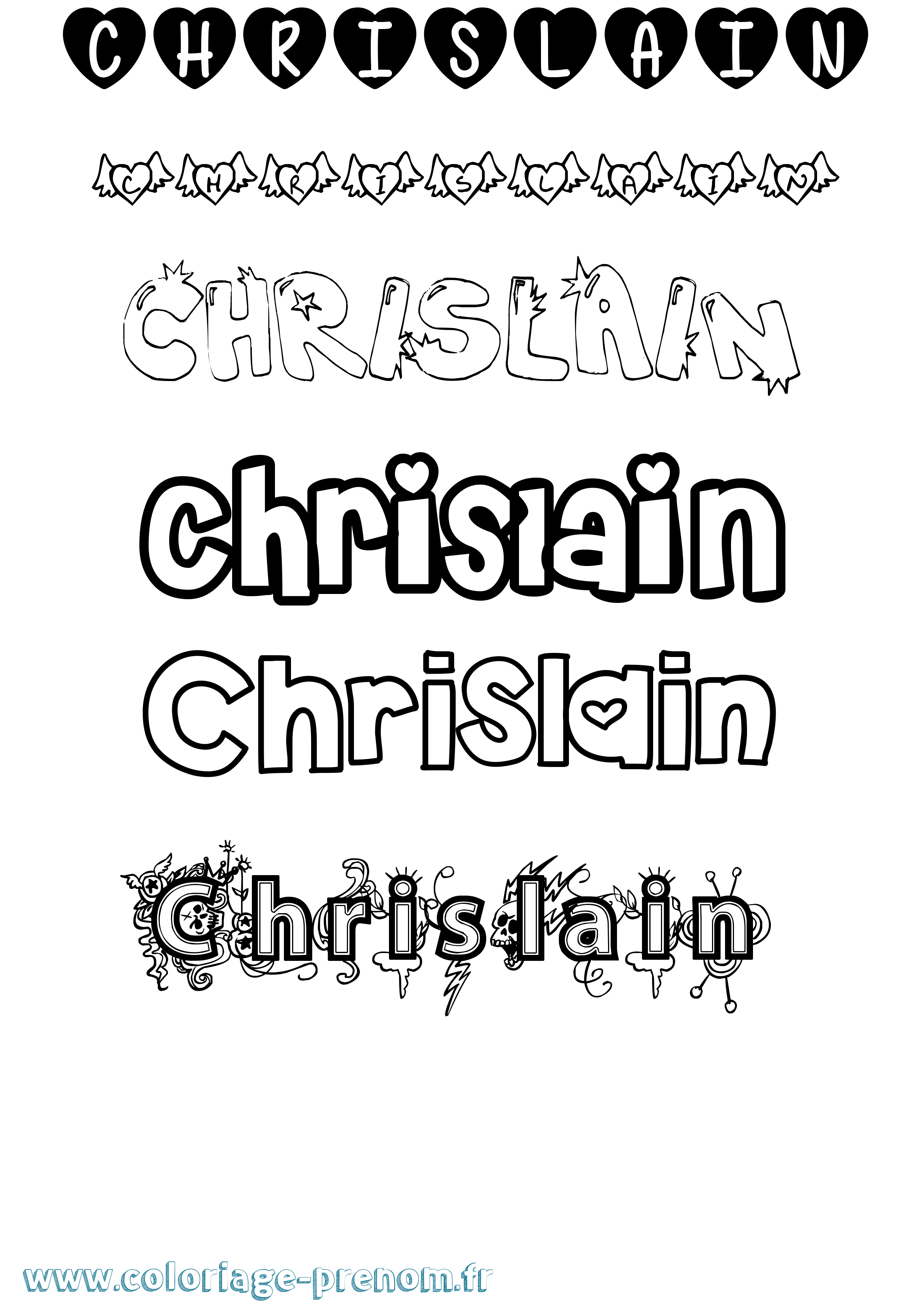 Coloriage prénom Chrislain Girly
