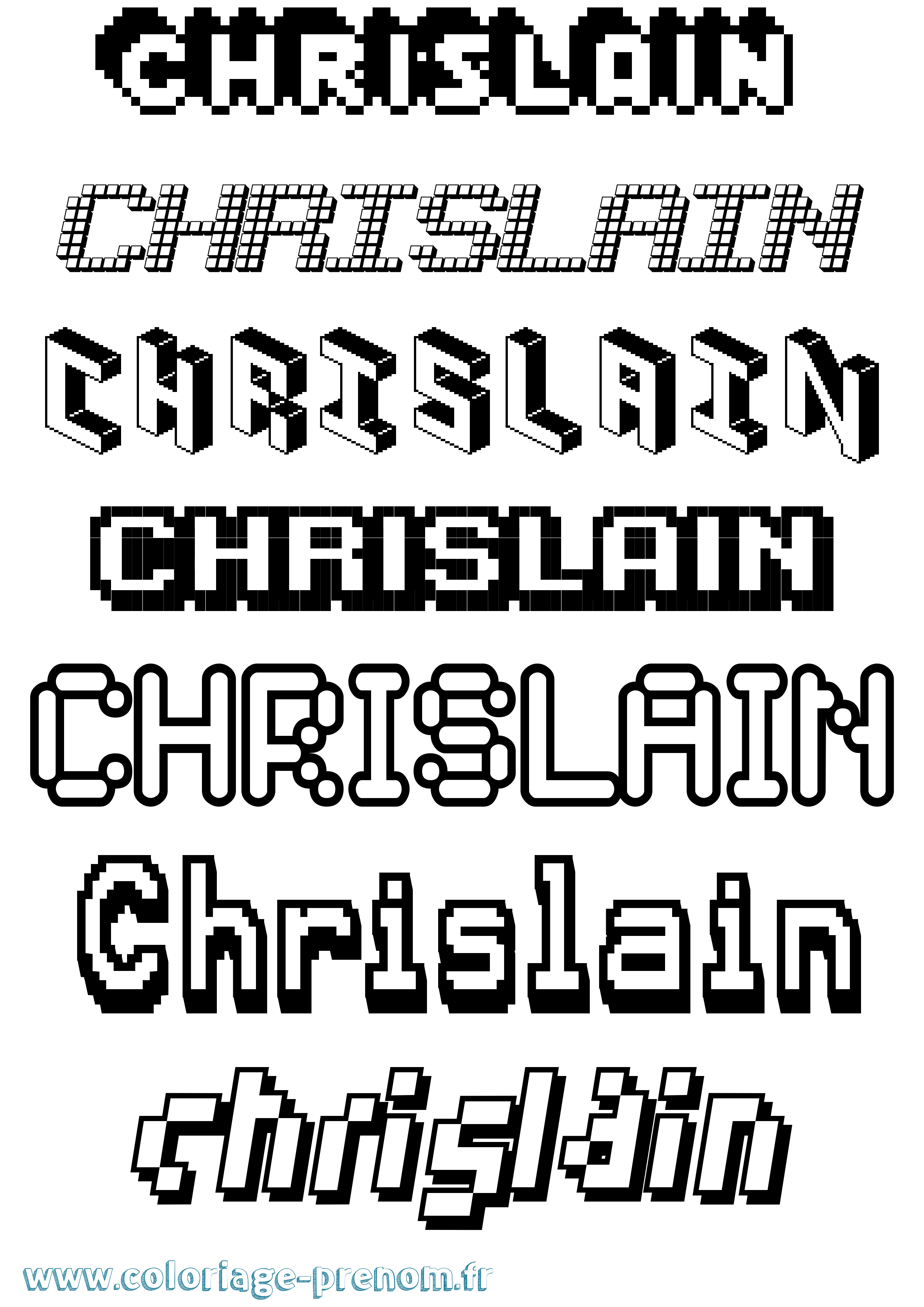 Coloriage prénom Chrislain Pixel