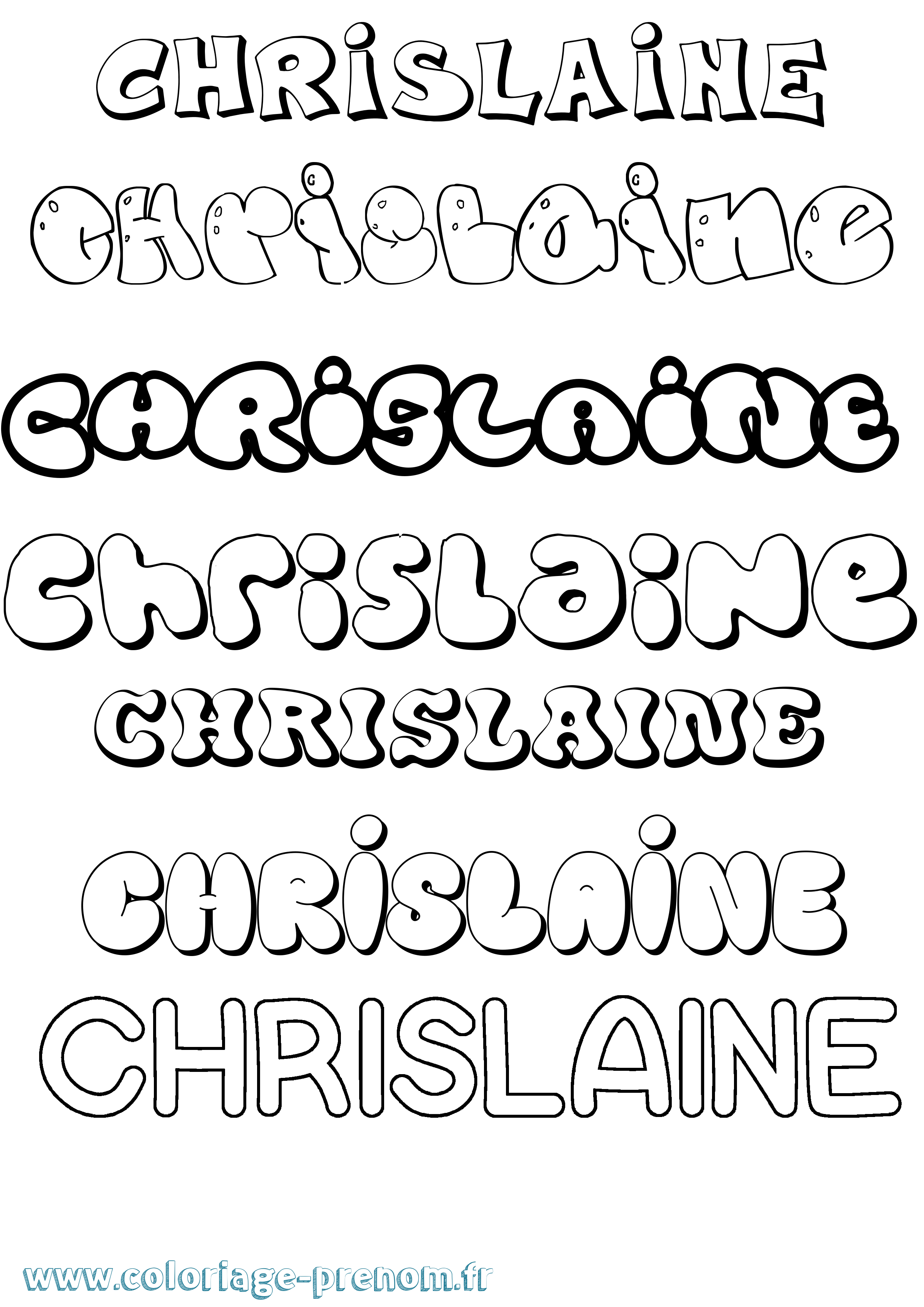 Coloriage prénom Chrislaine Bubble