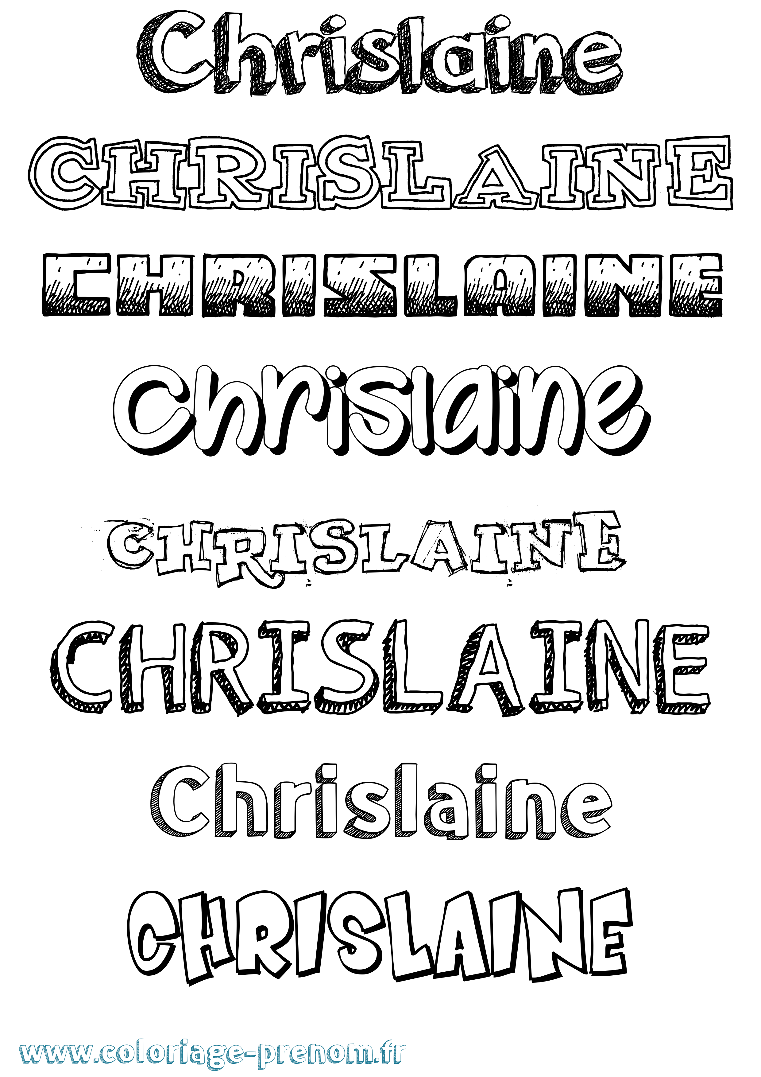 Coloriage prénom Chrislaine Dessiné