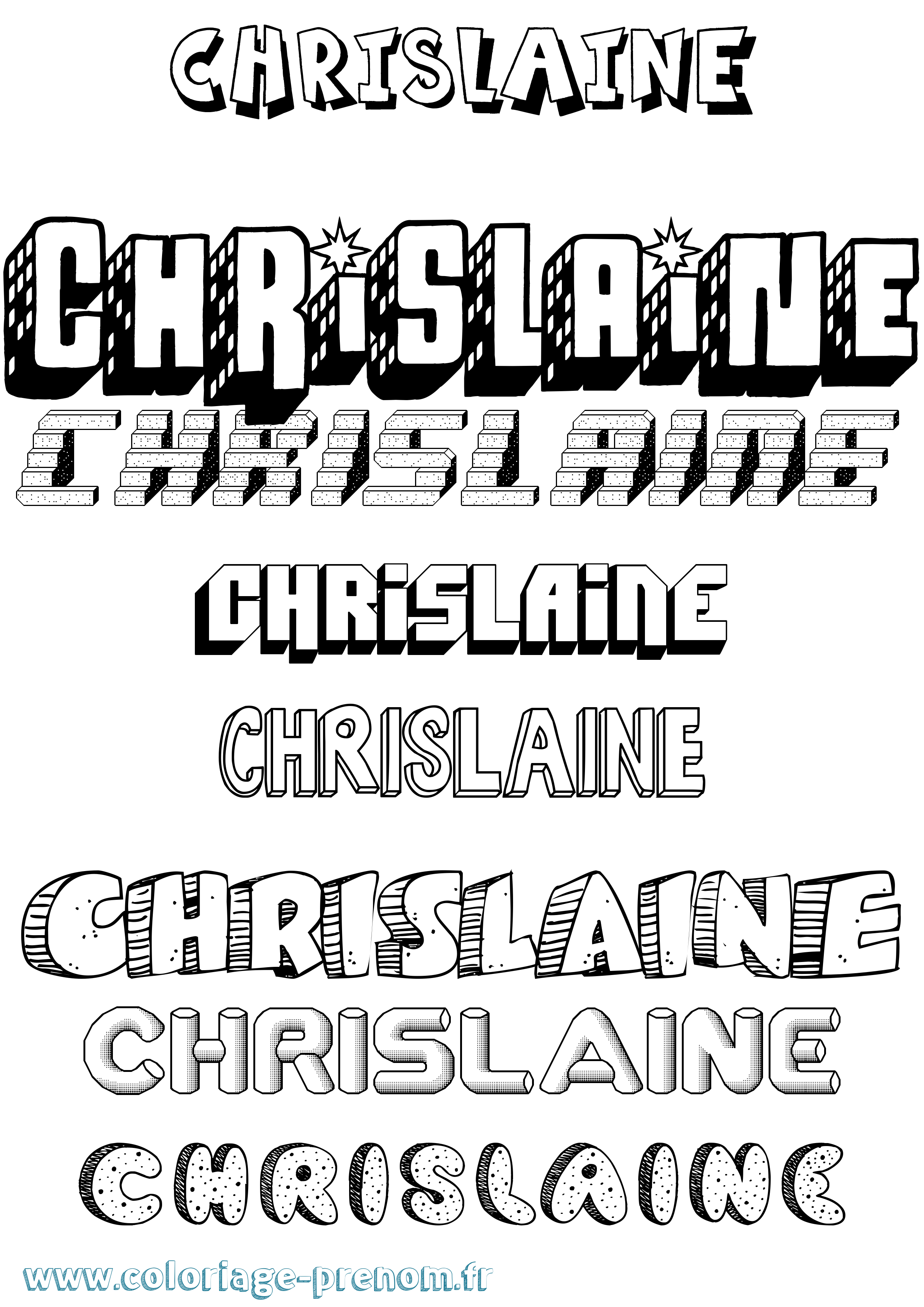 Coloriage prénom Chrislaine Effet 3D