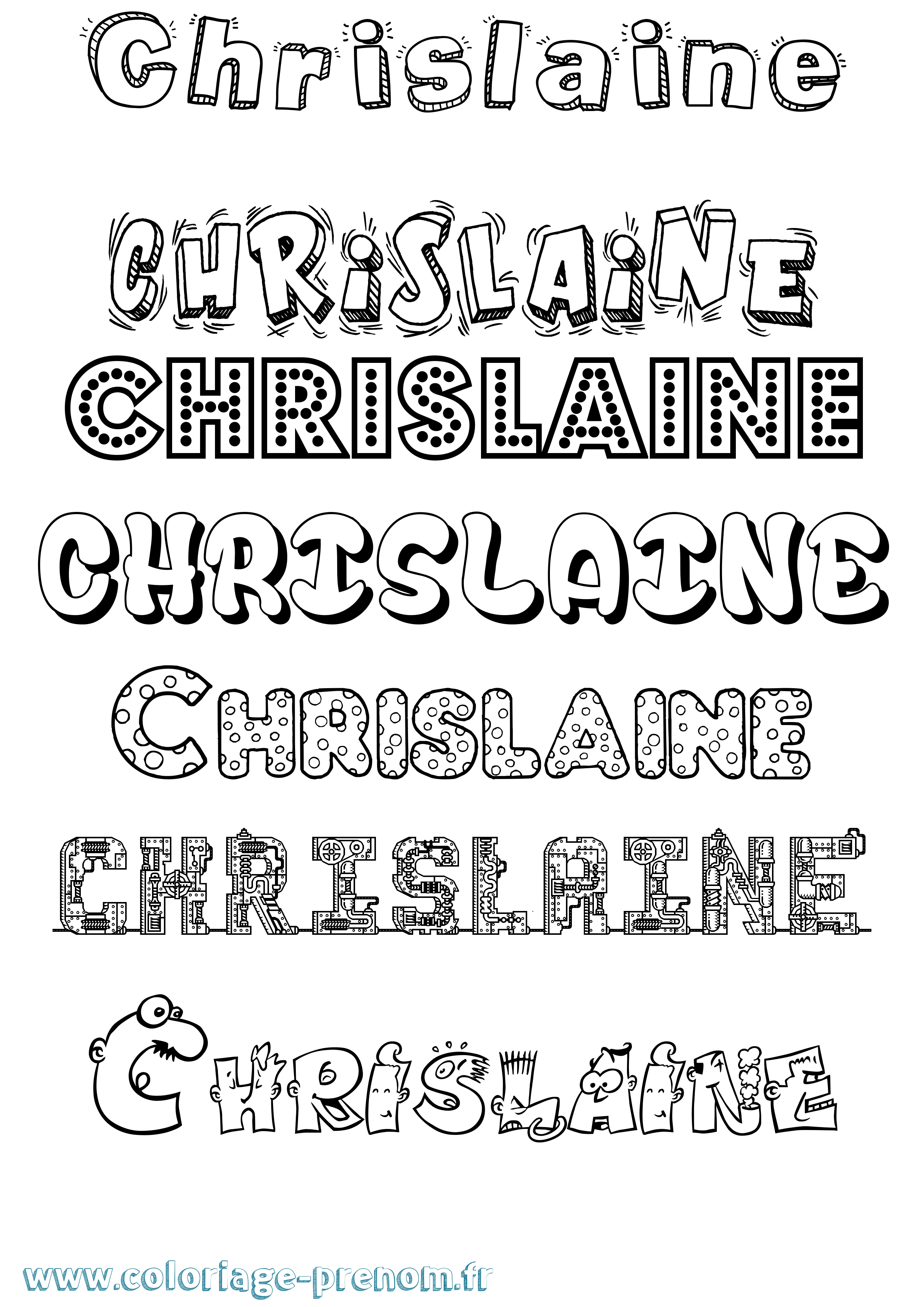 Coloriage prénom Chrislaine Fun