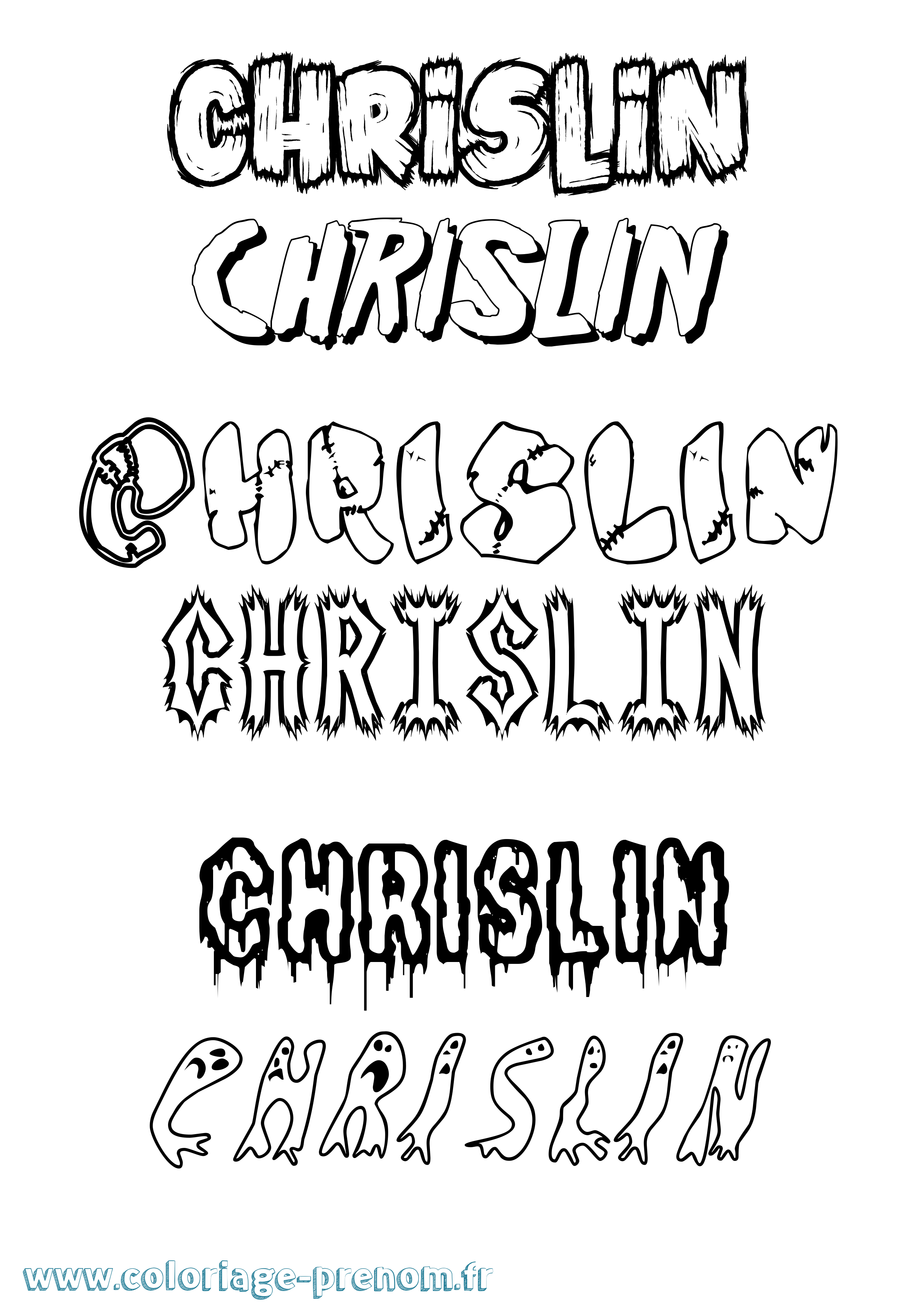 Coloriage prénom Chrislin Frisson