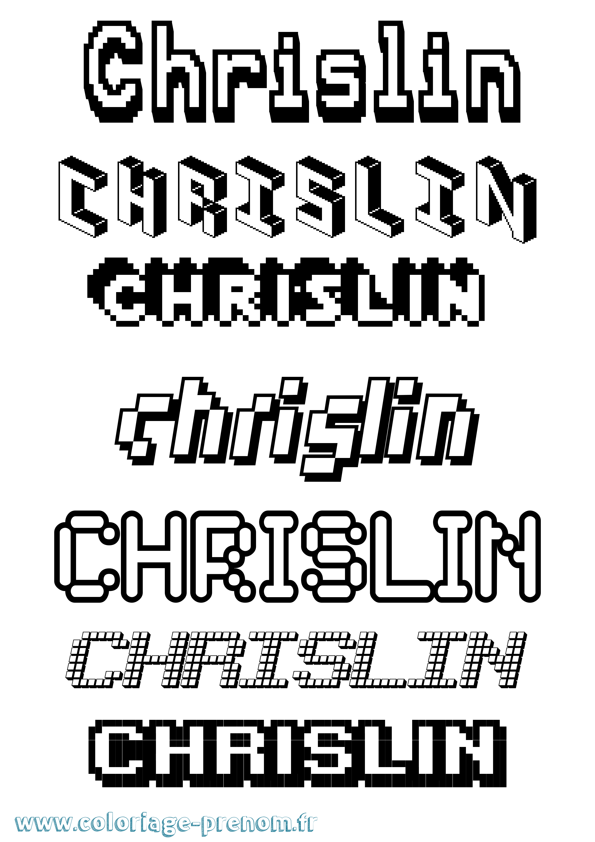 Coloriage prénom Chrislin Pixel
