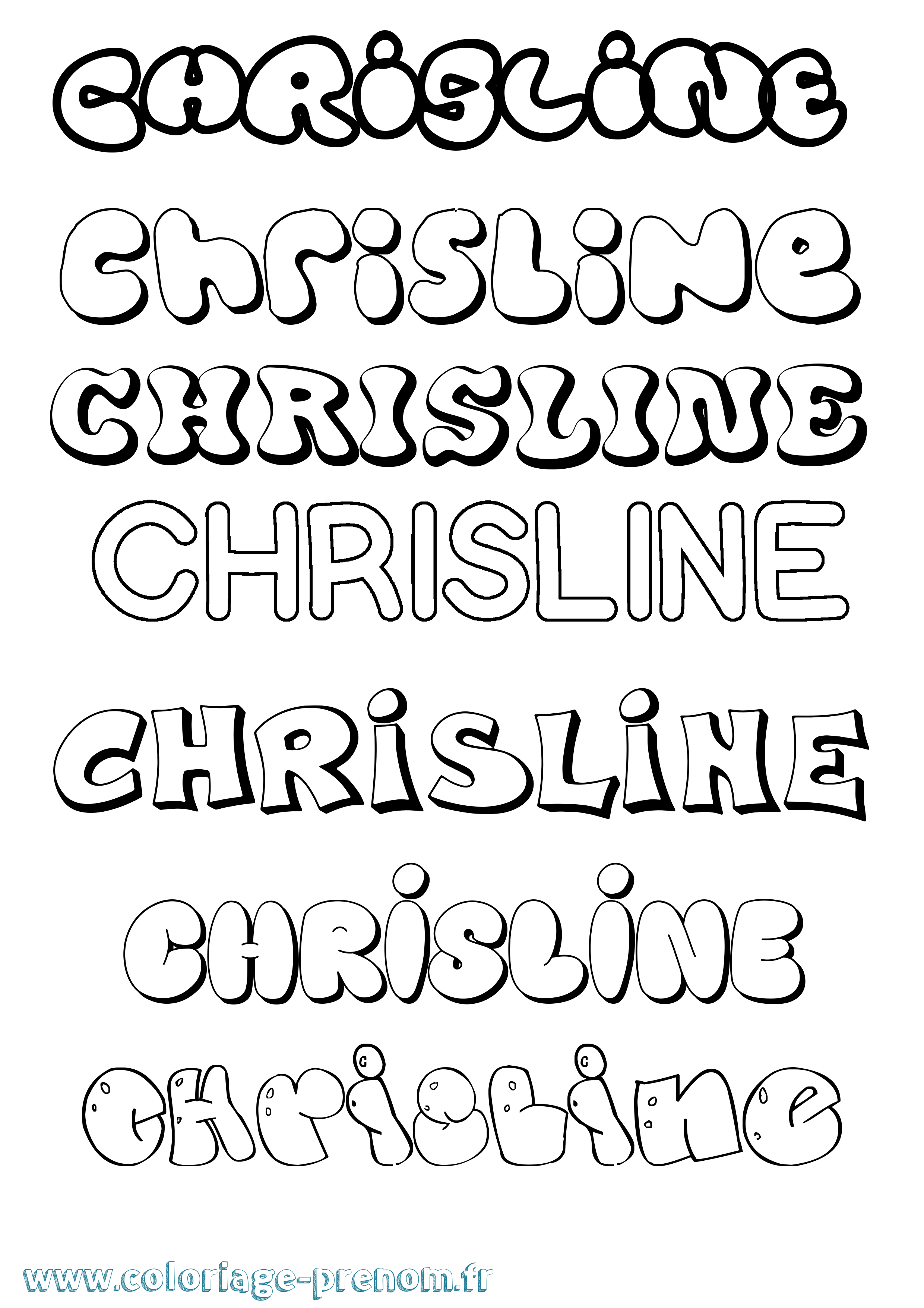 Coloriage prénom Chrisline Bubble