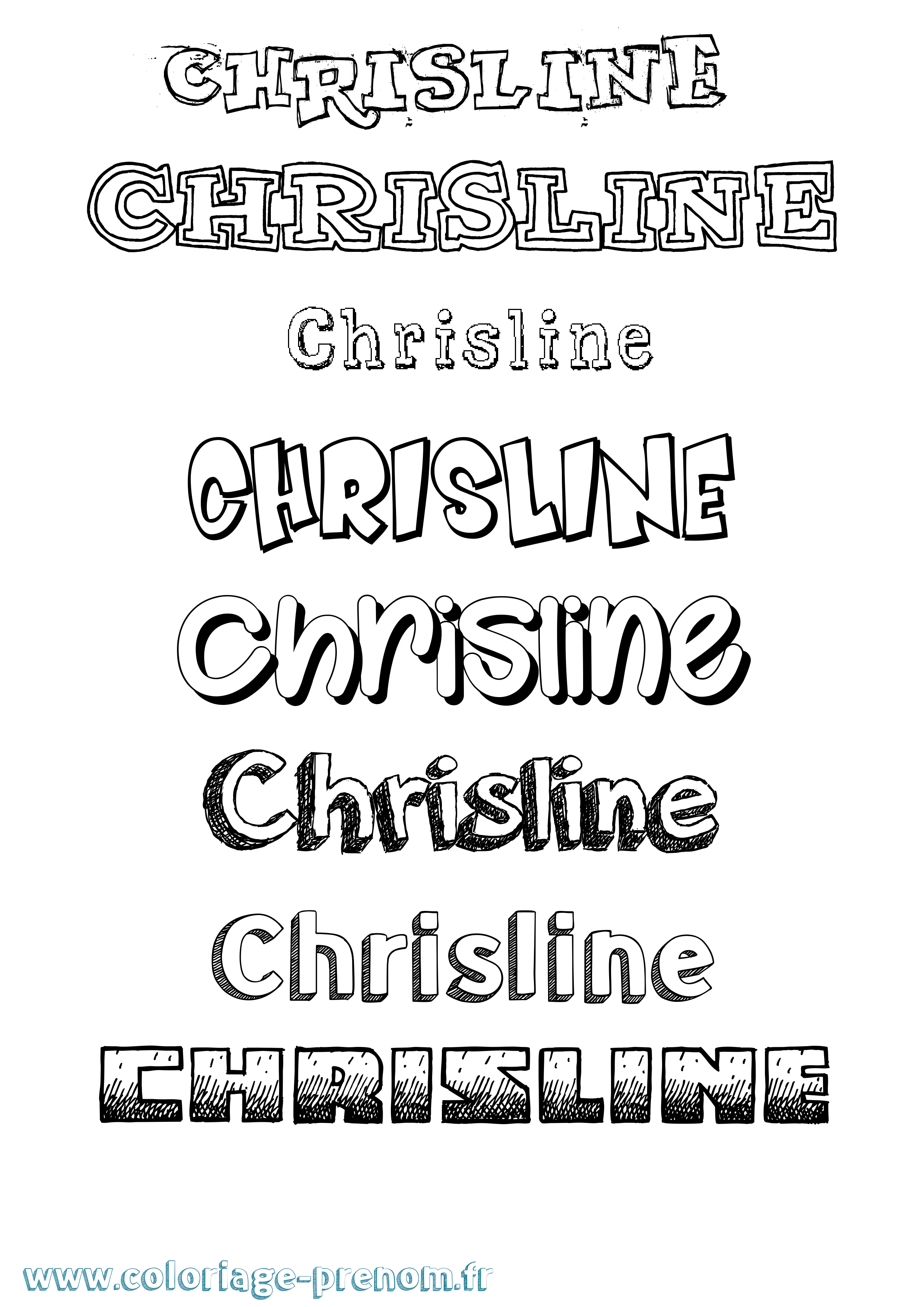 Coloriage prénom Chrisline Dessiné