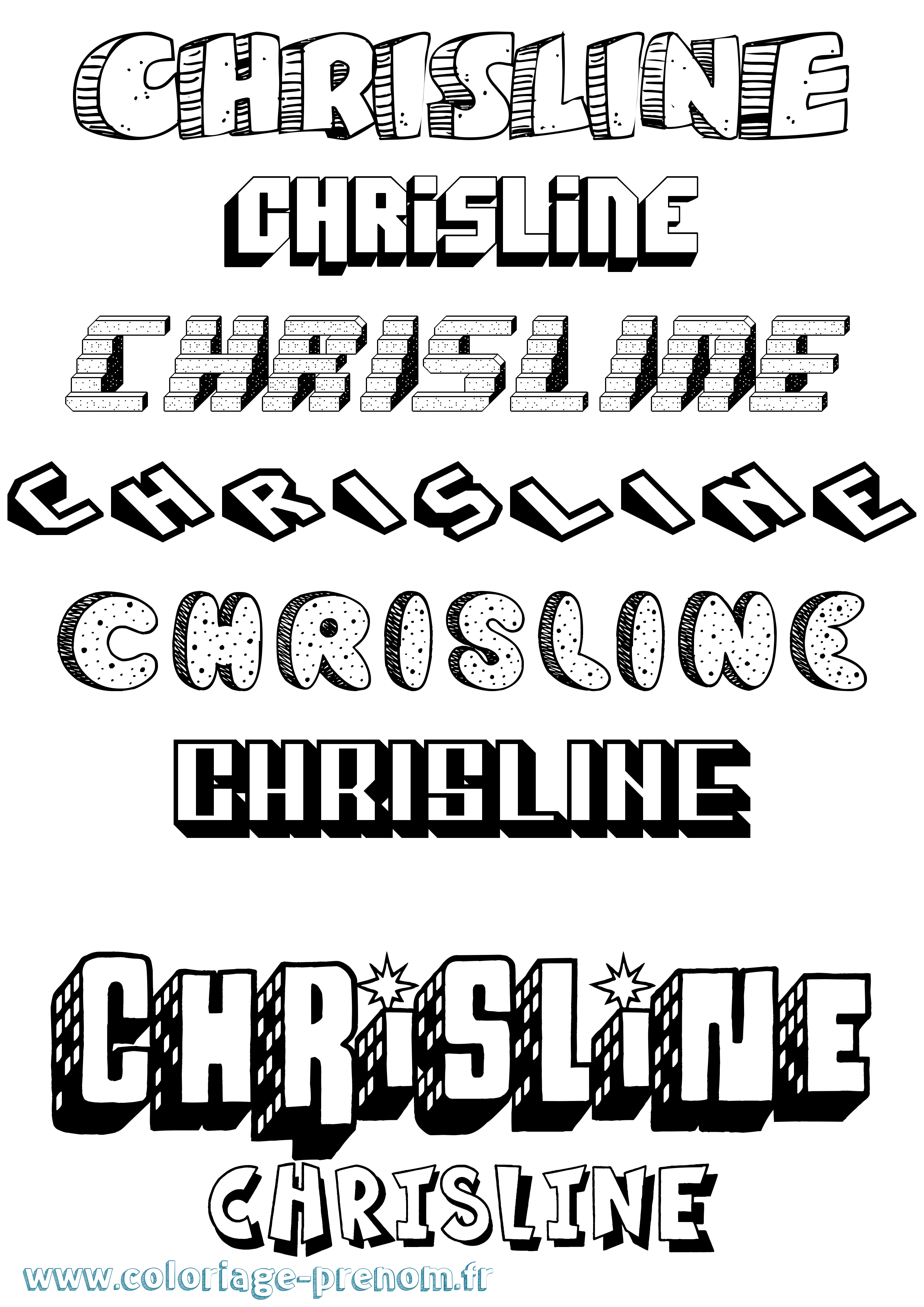 Coloriage prénom Chrisline Effet 3D