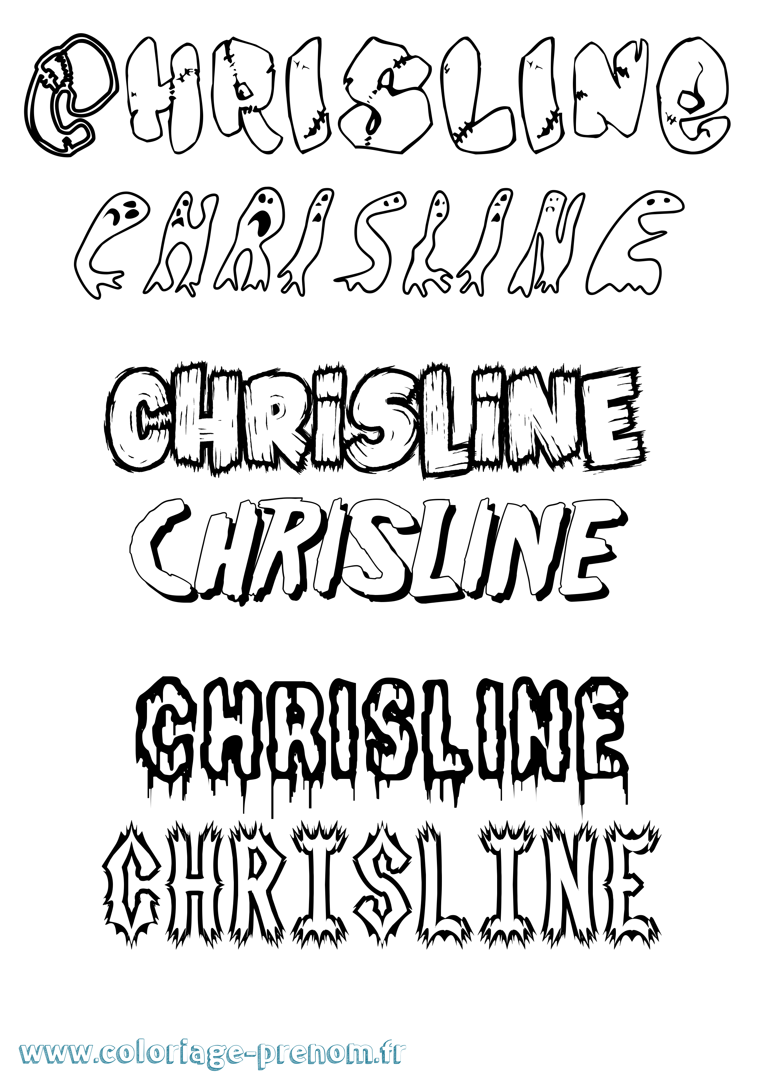 Coloriage prénom Chrisline Frisson