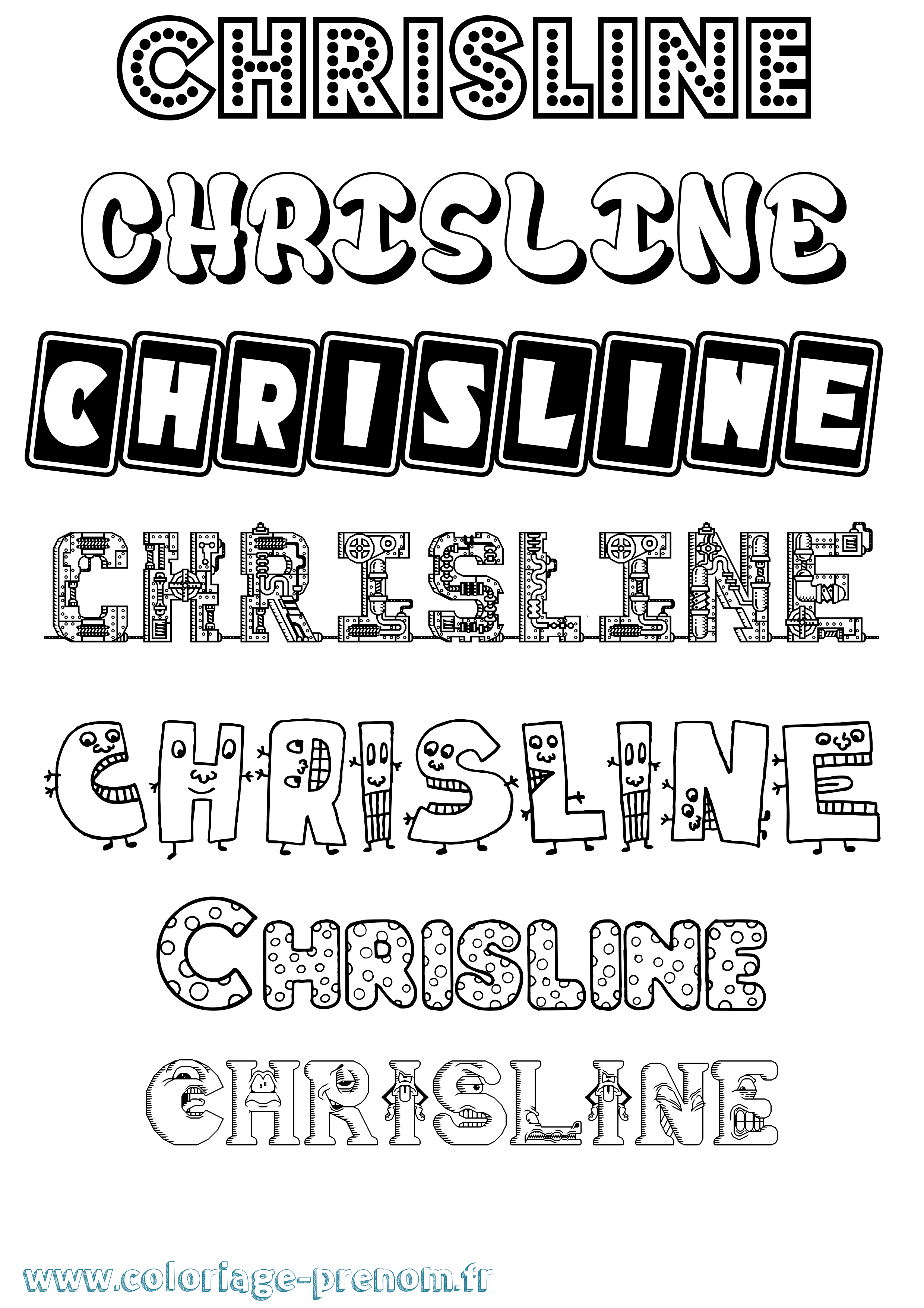 Coloriage prénom Chrisline Fun