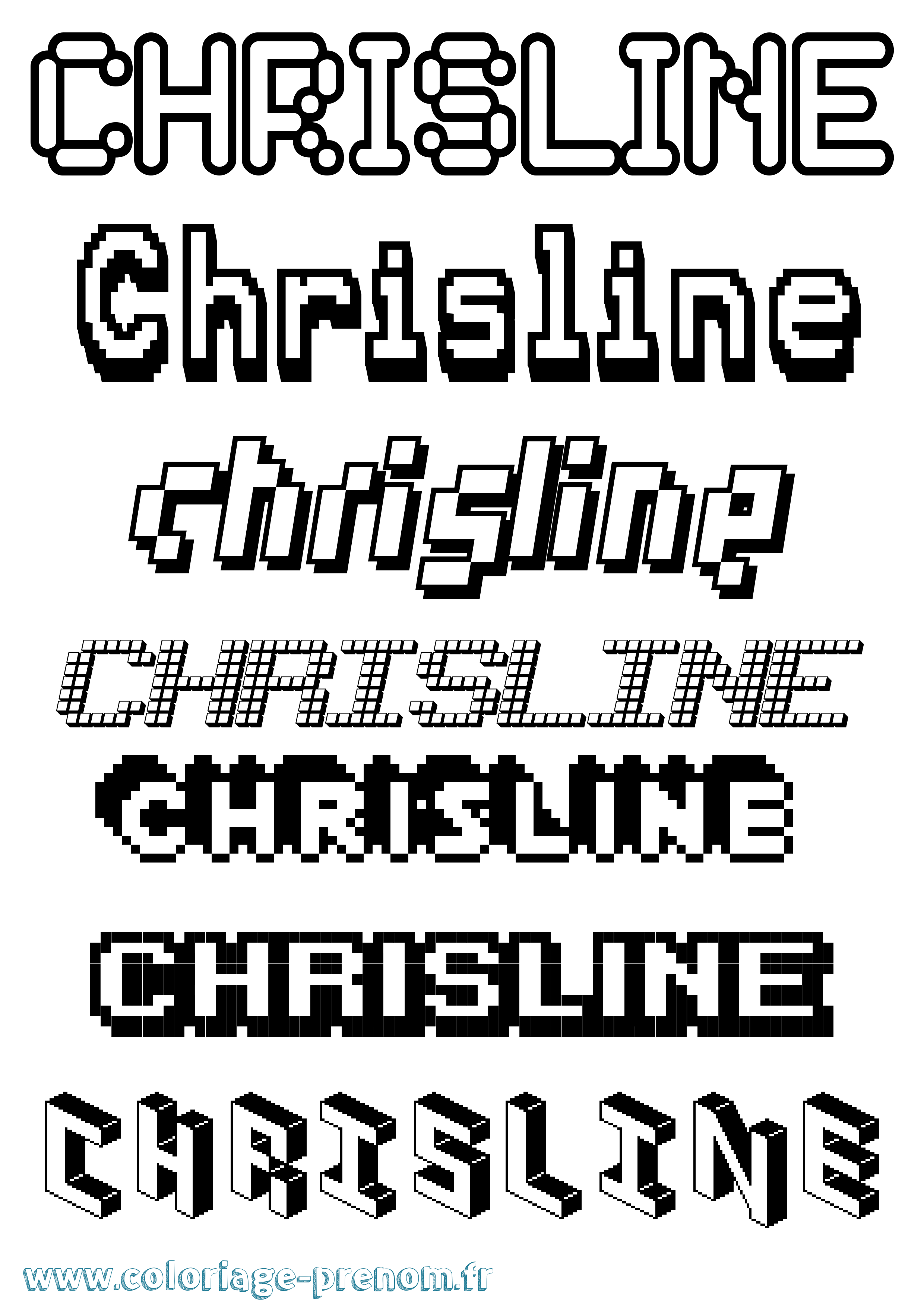 Coloriage prénom Chrisline Pixel