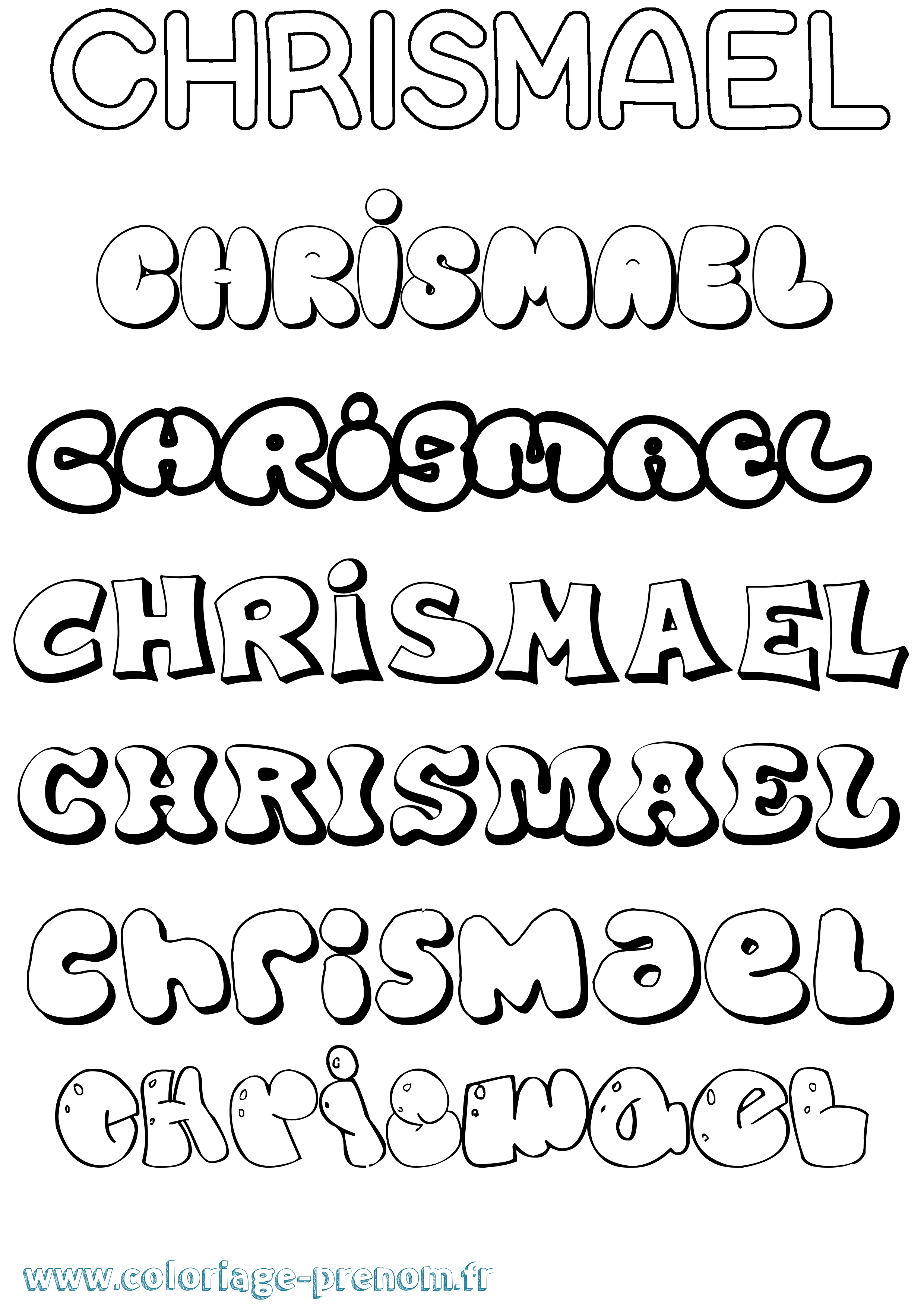 Coloriage Chrismael Bubble Coloriage prénom Chrismael Bubble