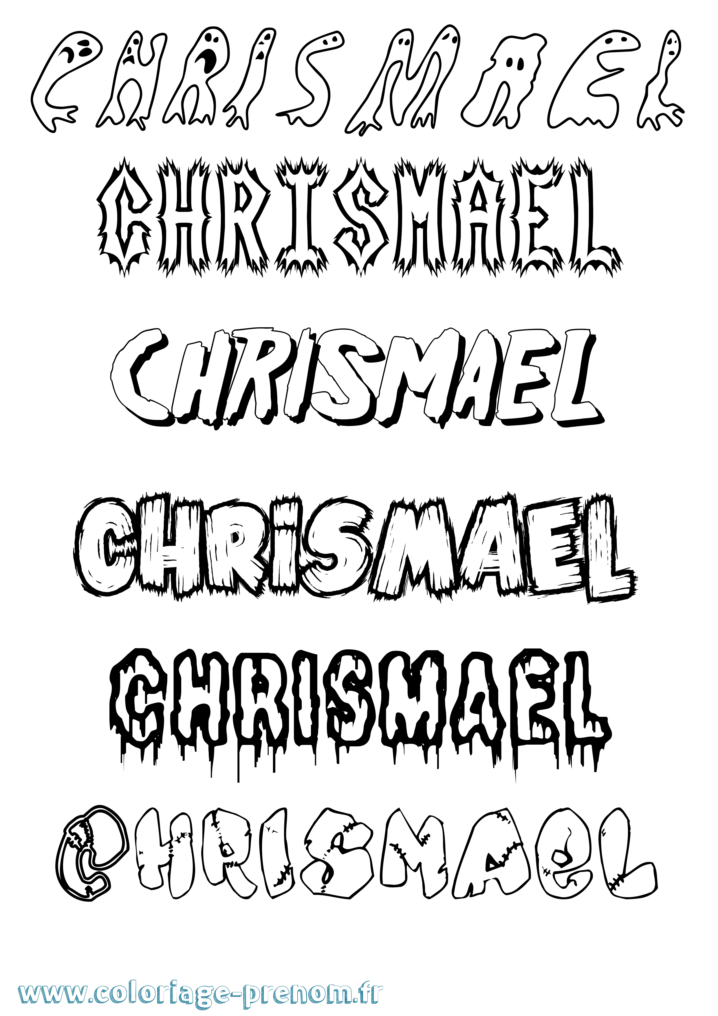 Coloriage prénom Chrismael Frisson