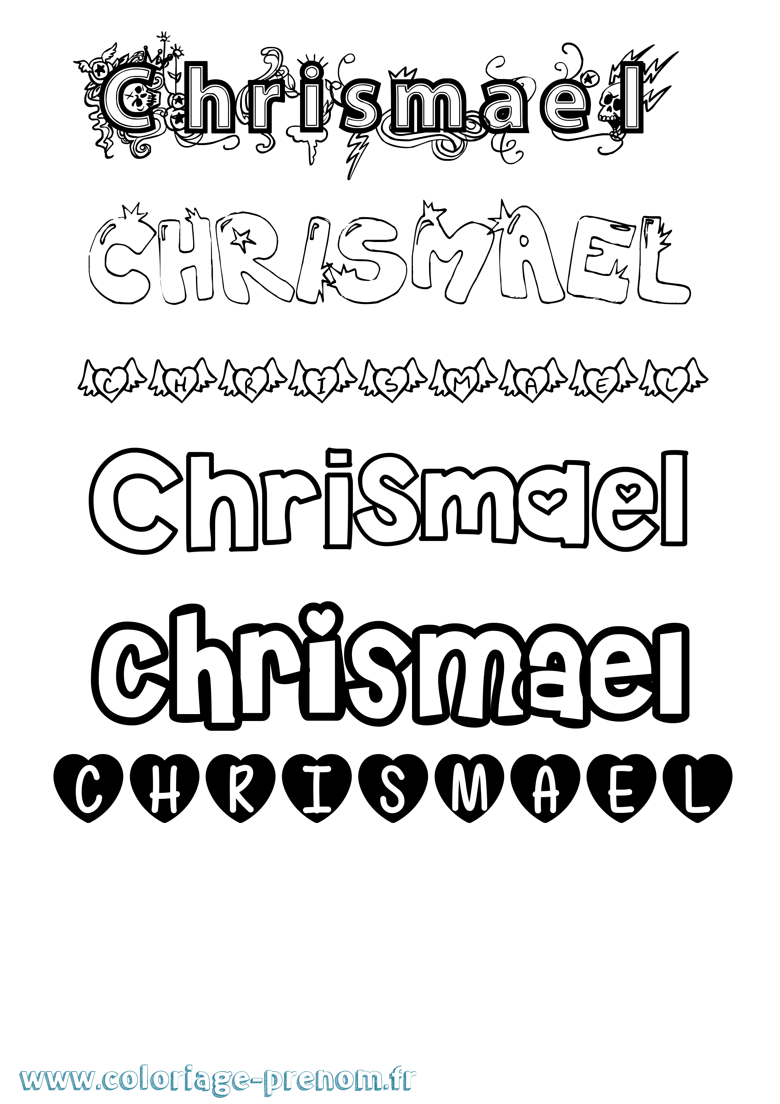 Coloriage Chrismael Girly Coloriage prénom Chrismael Girly