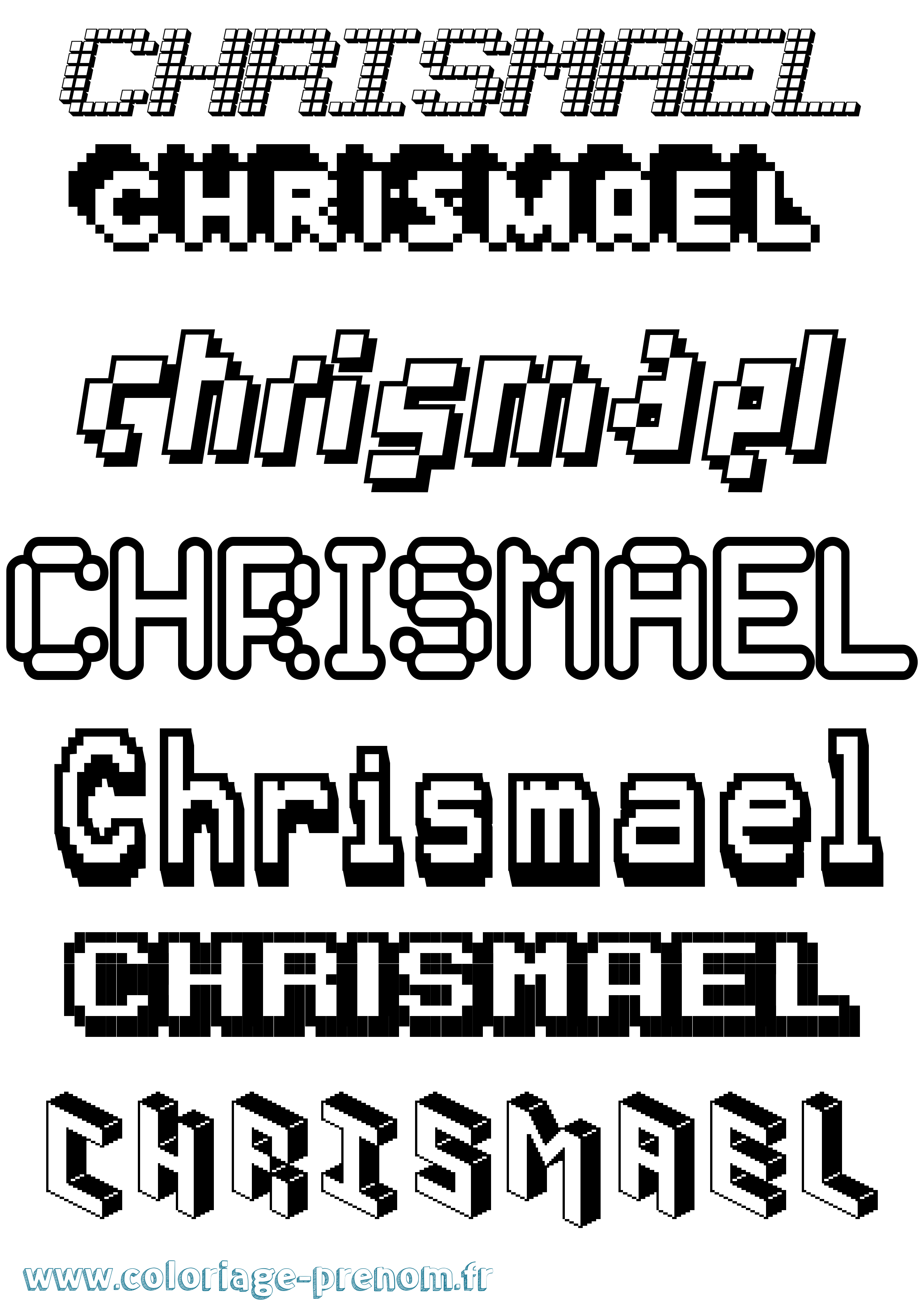 Coloriage Chrismael Pixel Coloriage prénom Chrismael Pixel