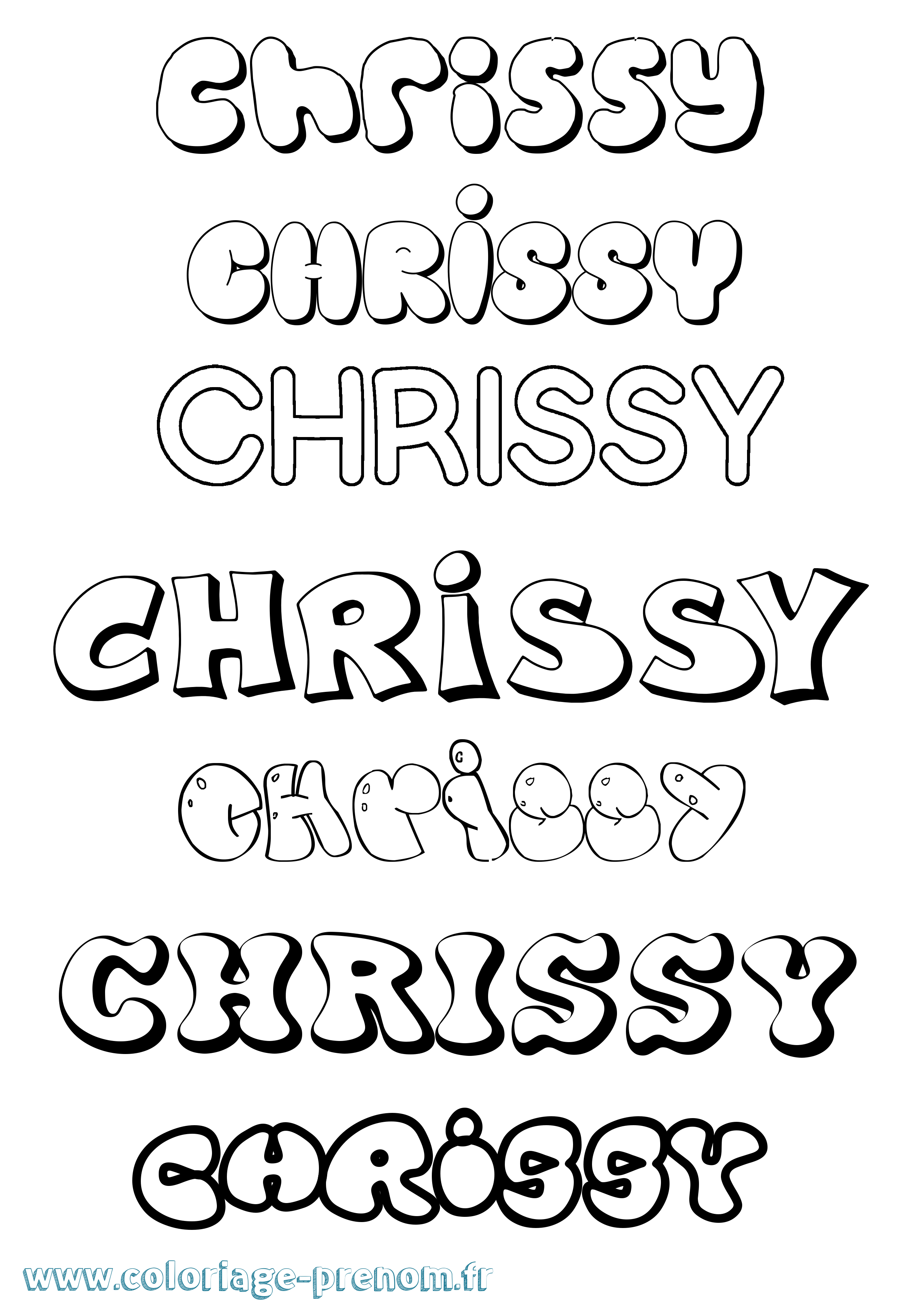 Coloriage prénom Chrissy Bubble