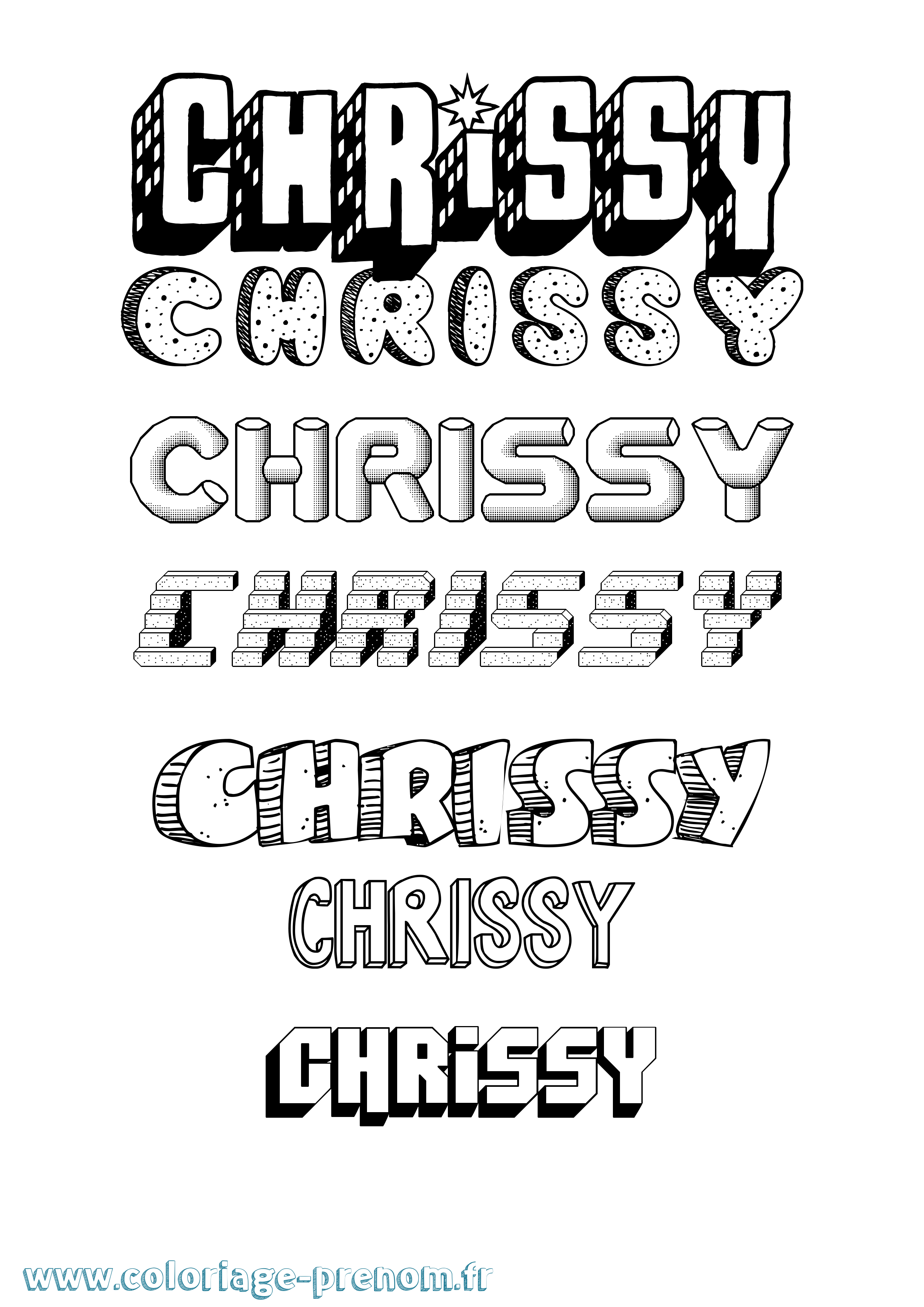 Coloriage prénom Chrissy Effet 3D