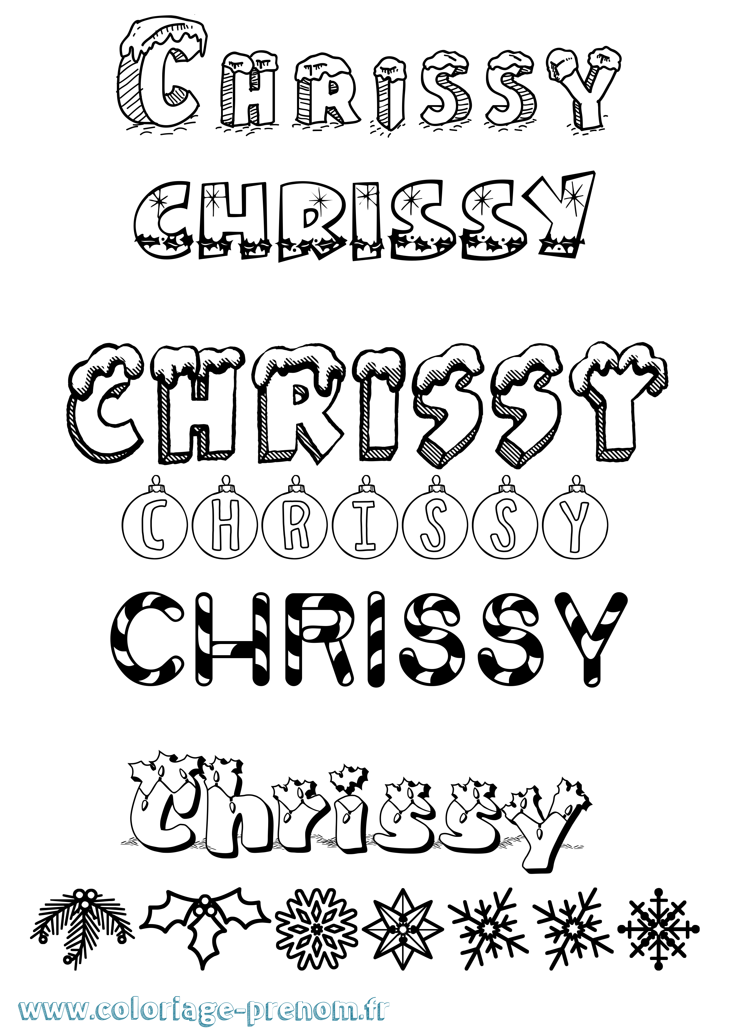 Coloriage prénom Chrissy Noël