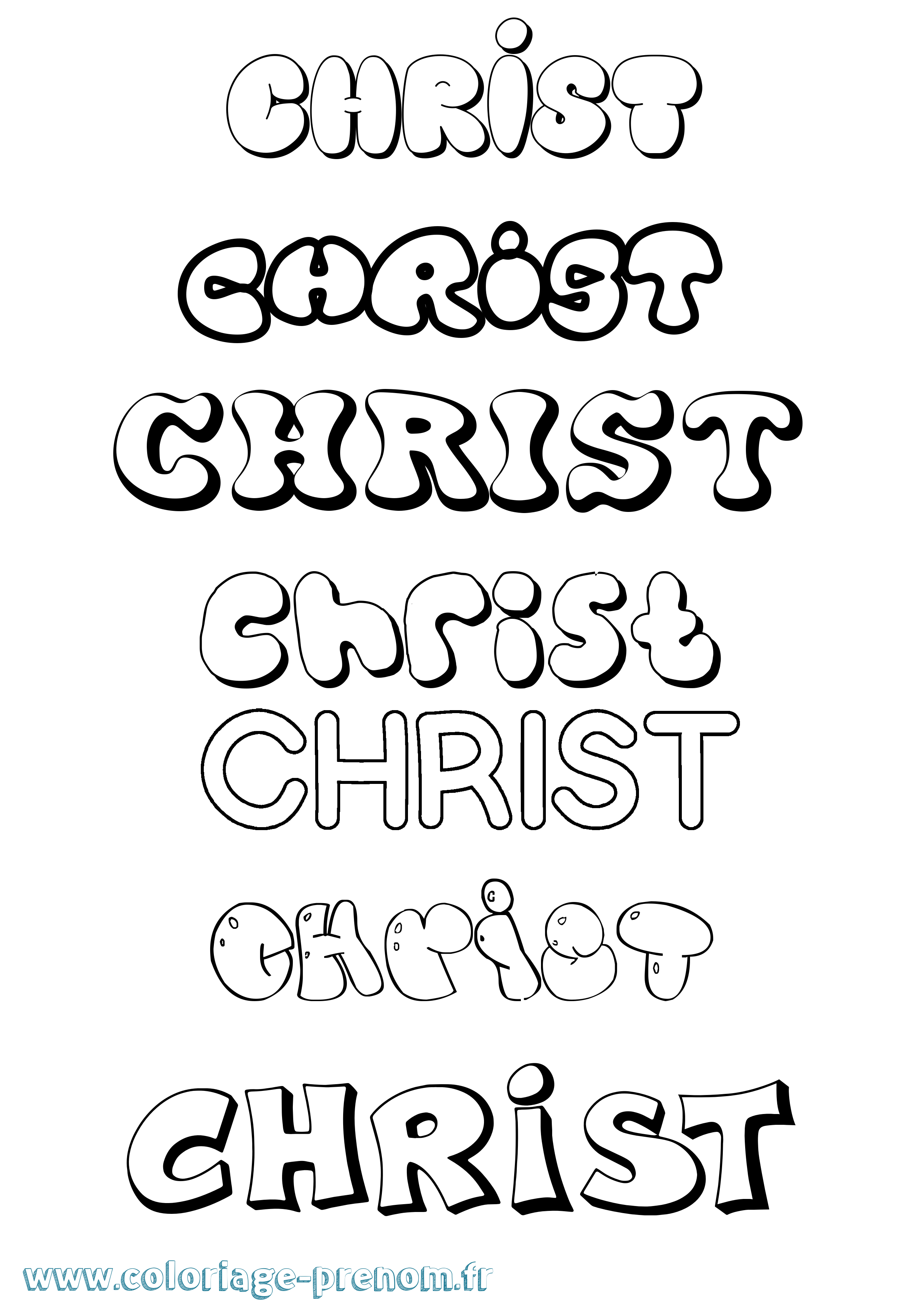 Coloriage prénom Christ Bubble