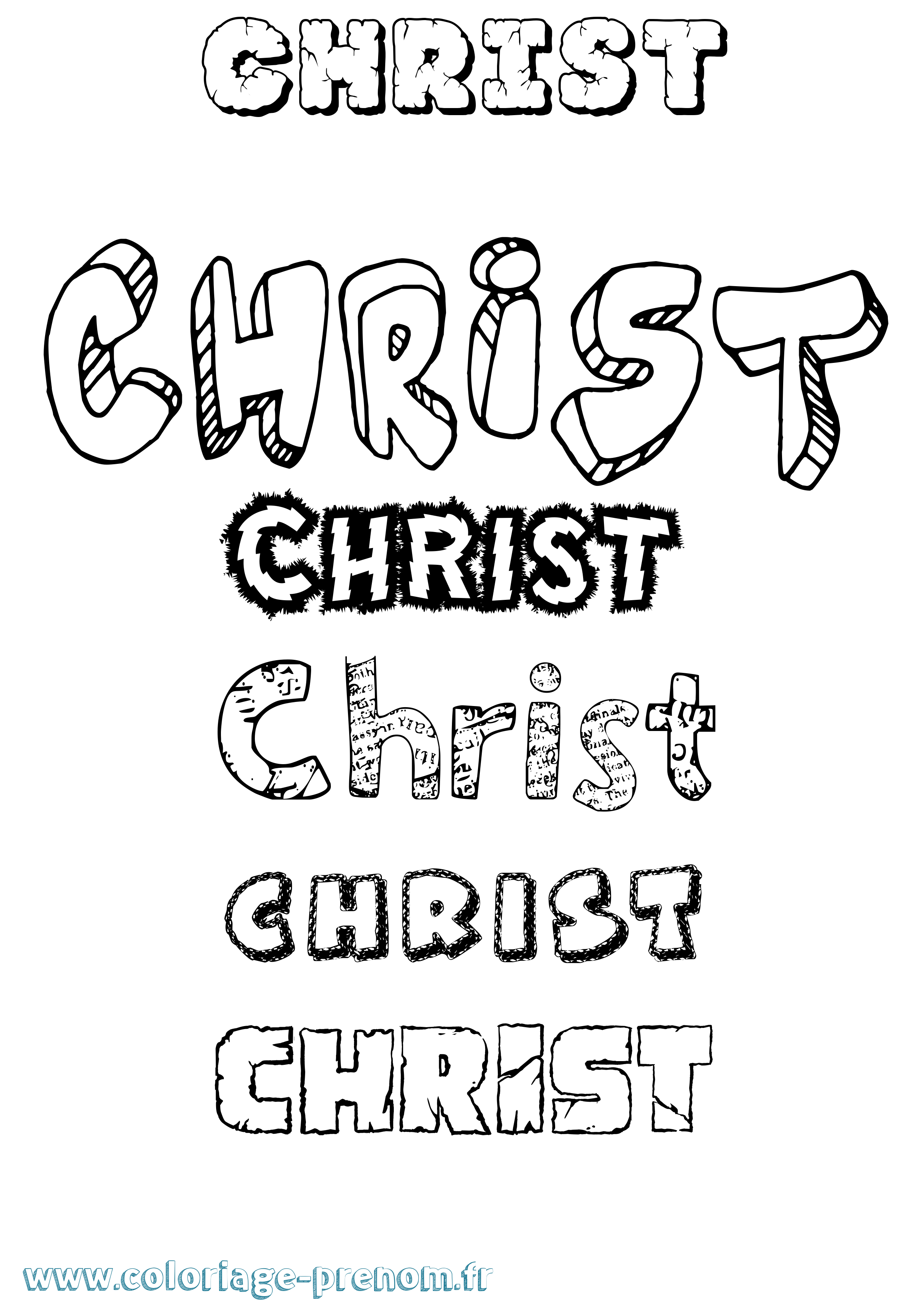 Coloriage prénom Christ Destructuré