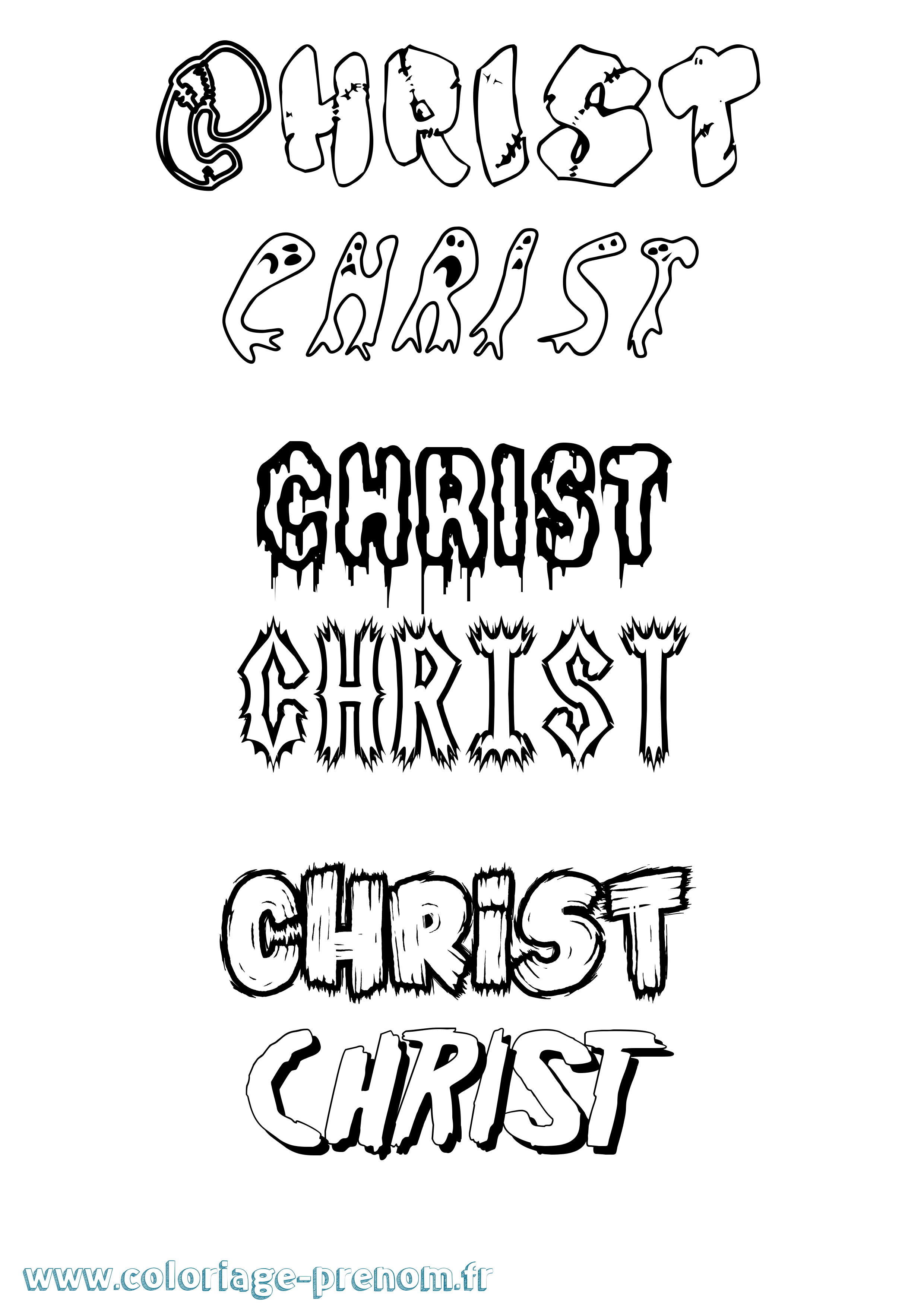 Coloriage prénom Christ Frisson