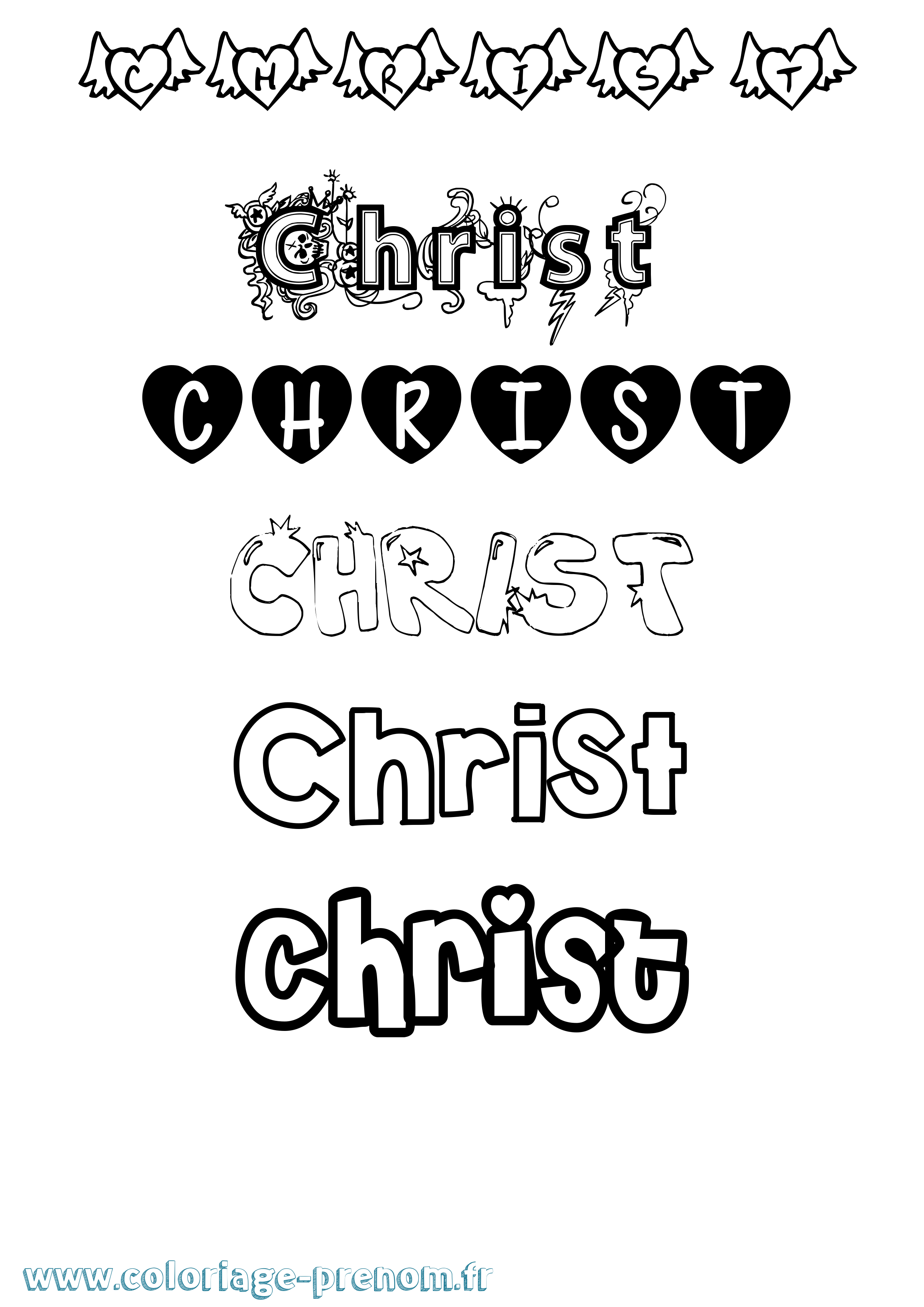 Coloriage prénom Christ
