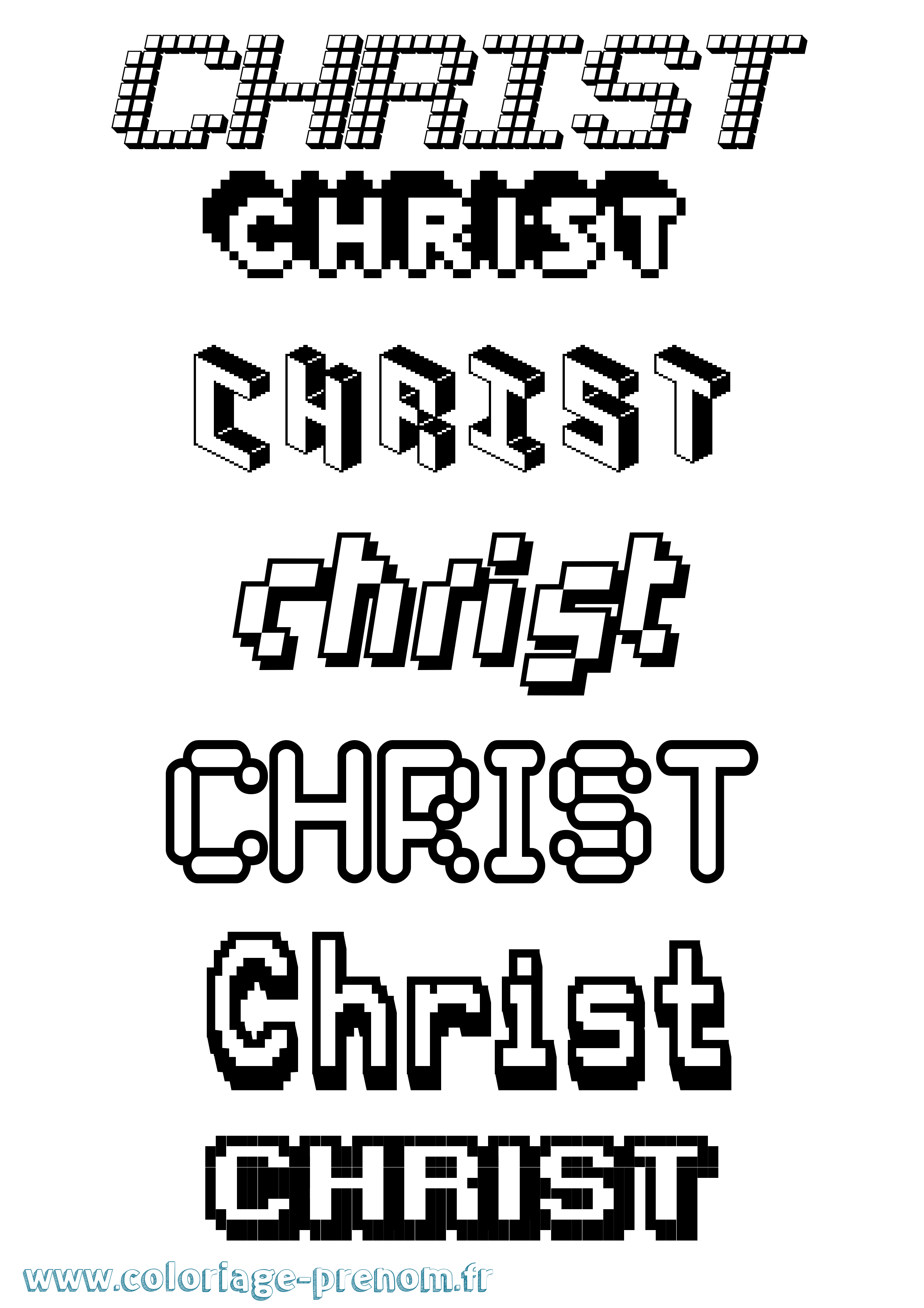 Coloriage prénom Christ Pixel