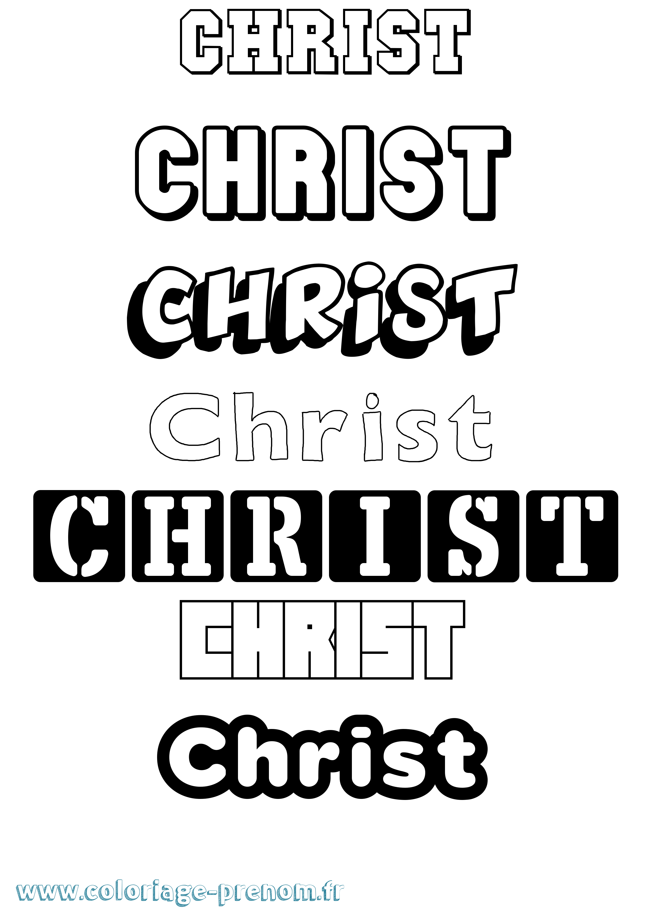 Coloriage prénom Christ Simple