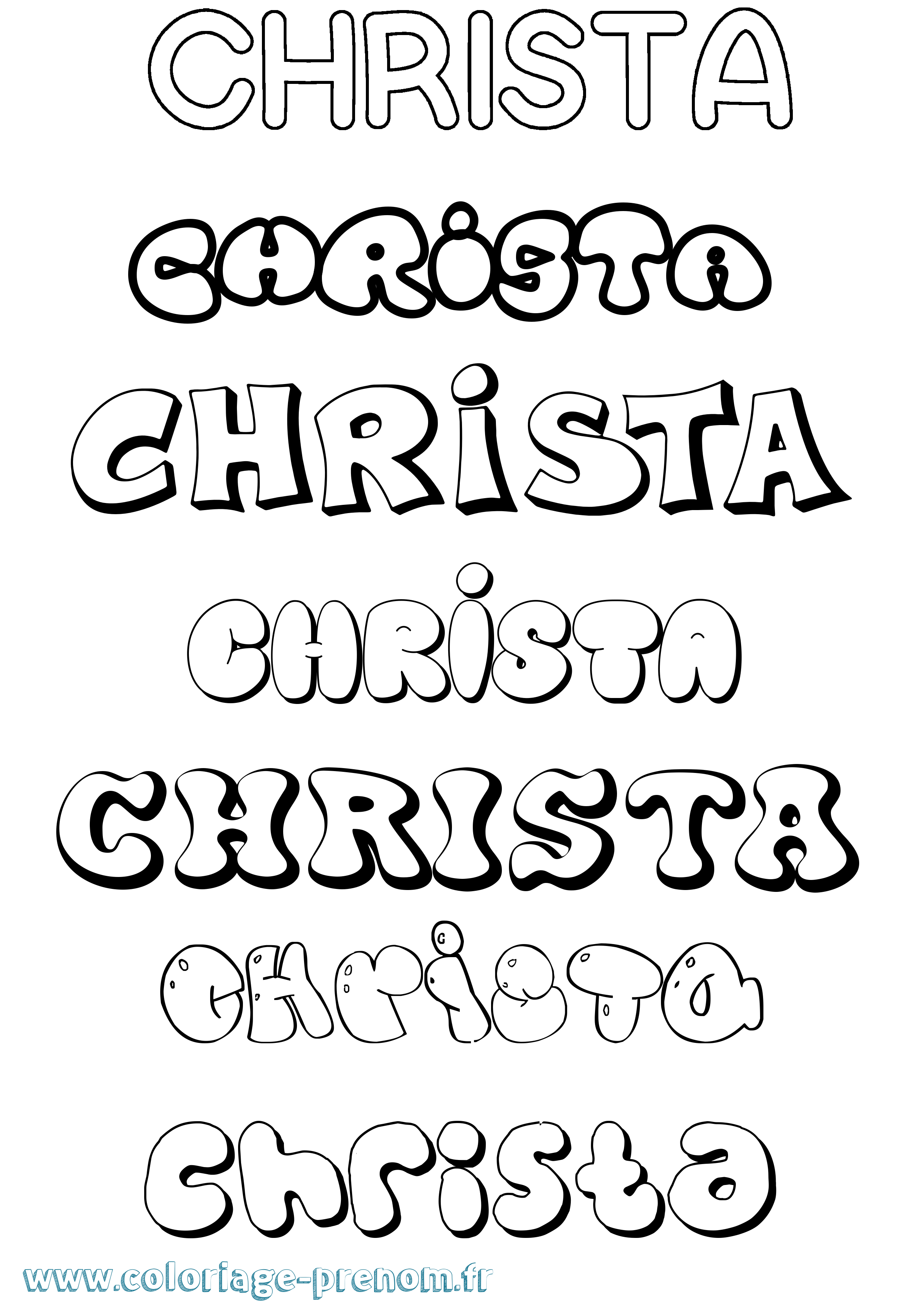 Coloriage Christa Bubble Coloriage prénom Christa Bubble