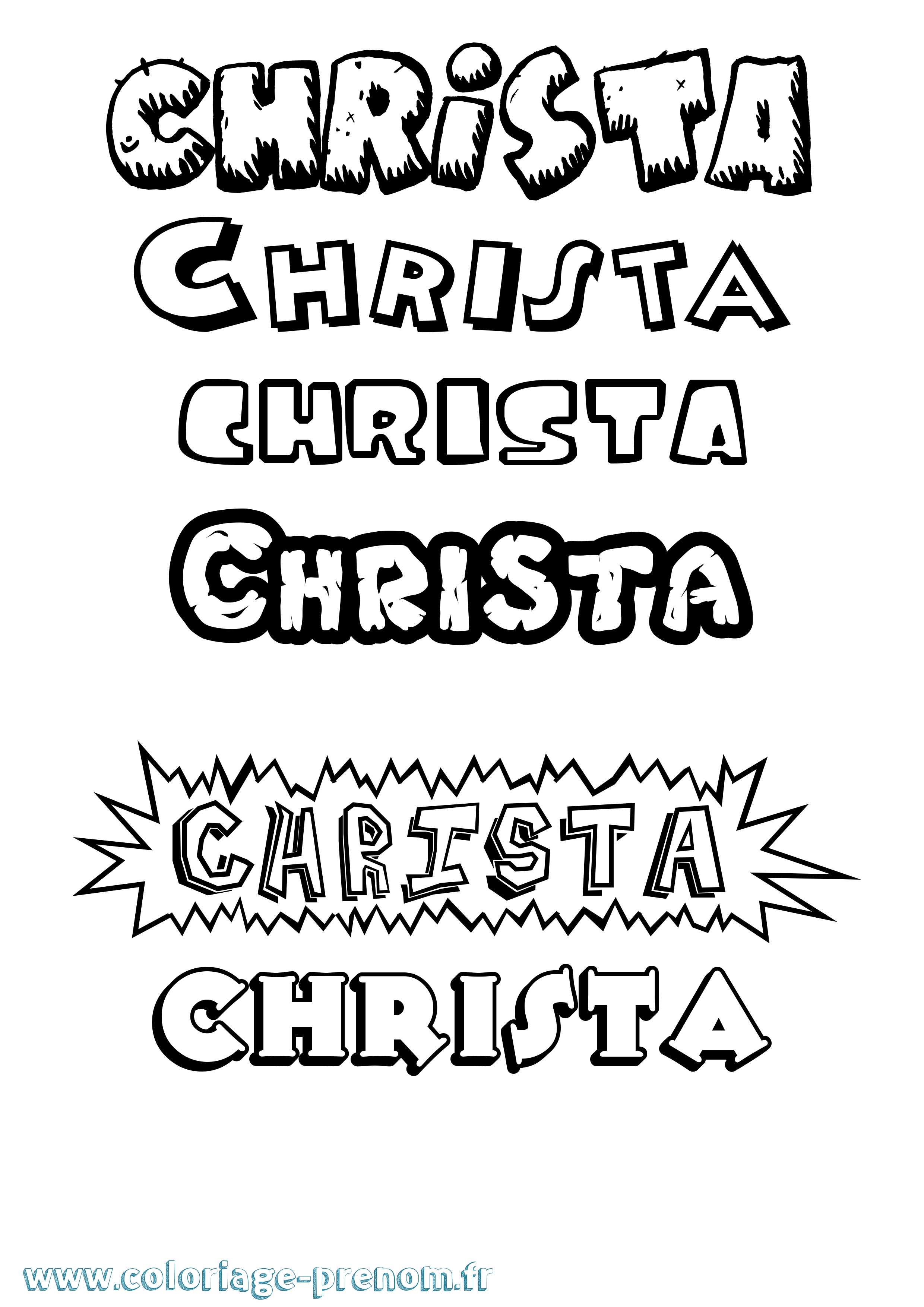 Coloriage Christa Dessin Animé Coloriage prénom Christa Dessin Animé