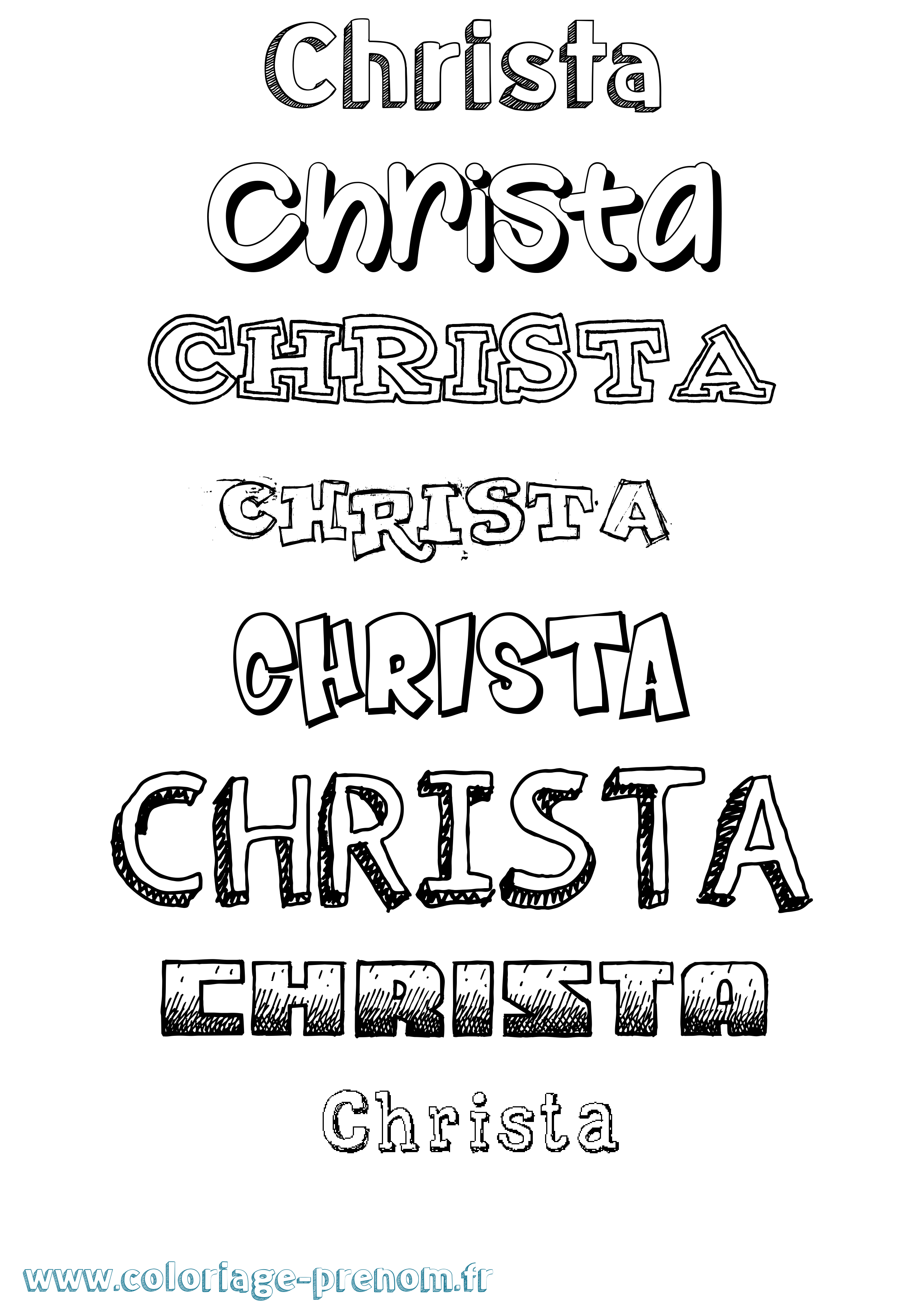 Coloriage Christa Dessiné Coloriage prénom Christa Dessiné