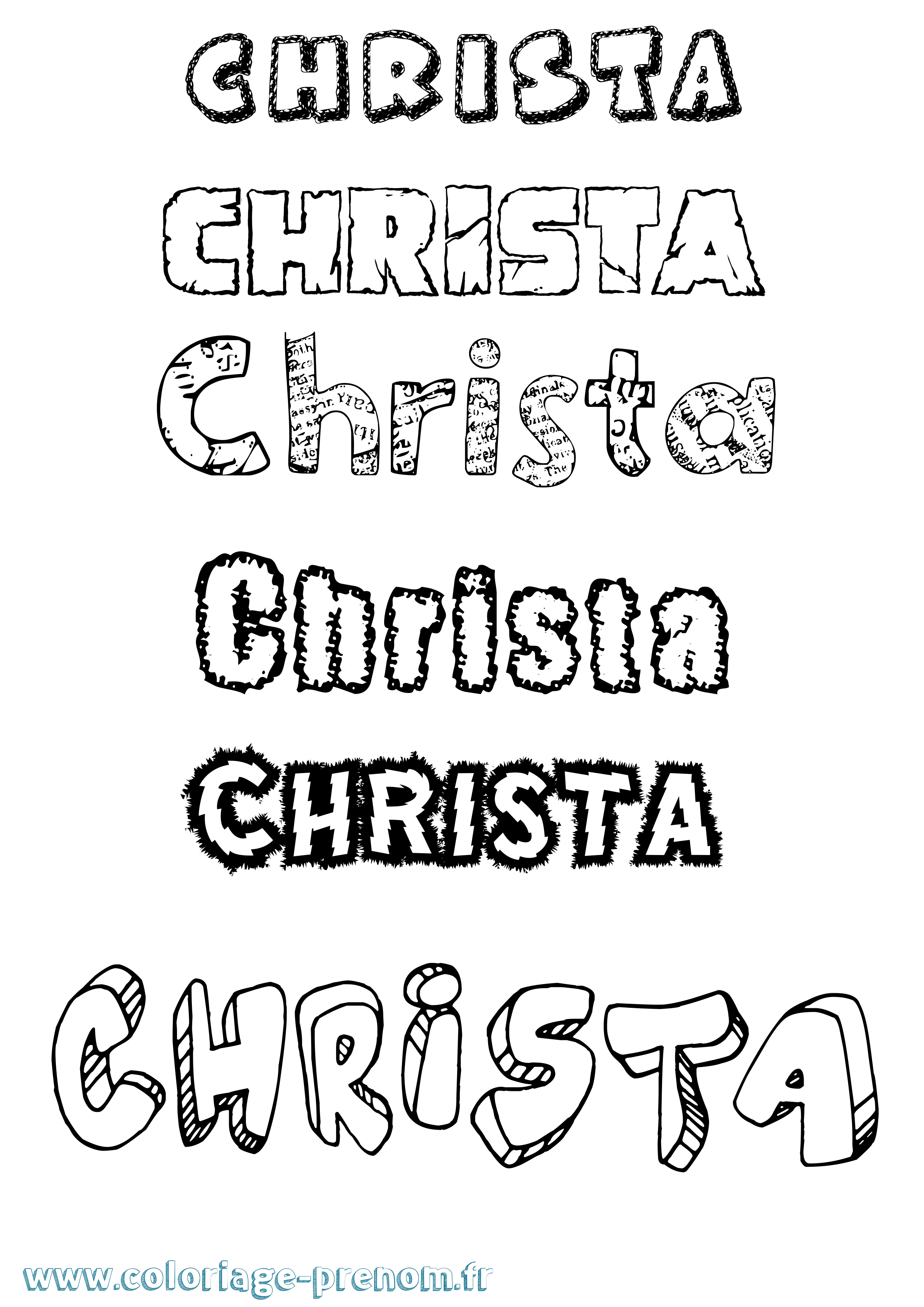 Coloriage prénom Christa Destructuré