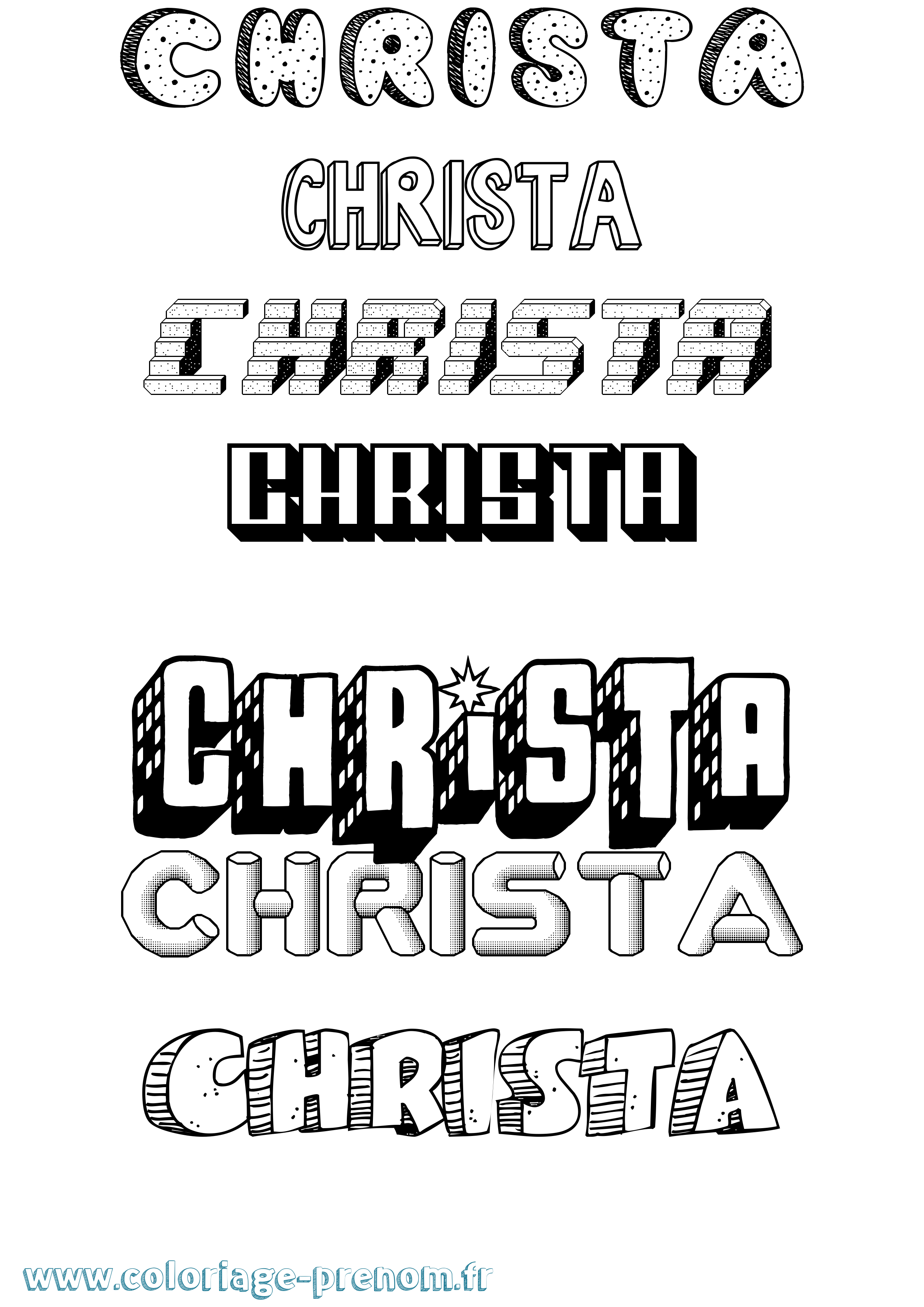 Coloriage Christa Effet 3D Coloriage prénom Christa Effet 3D
