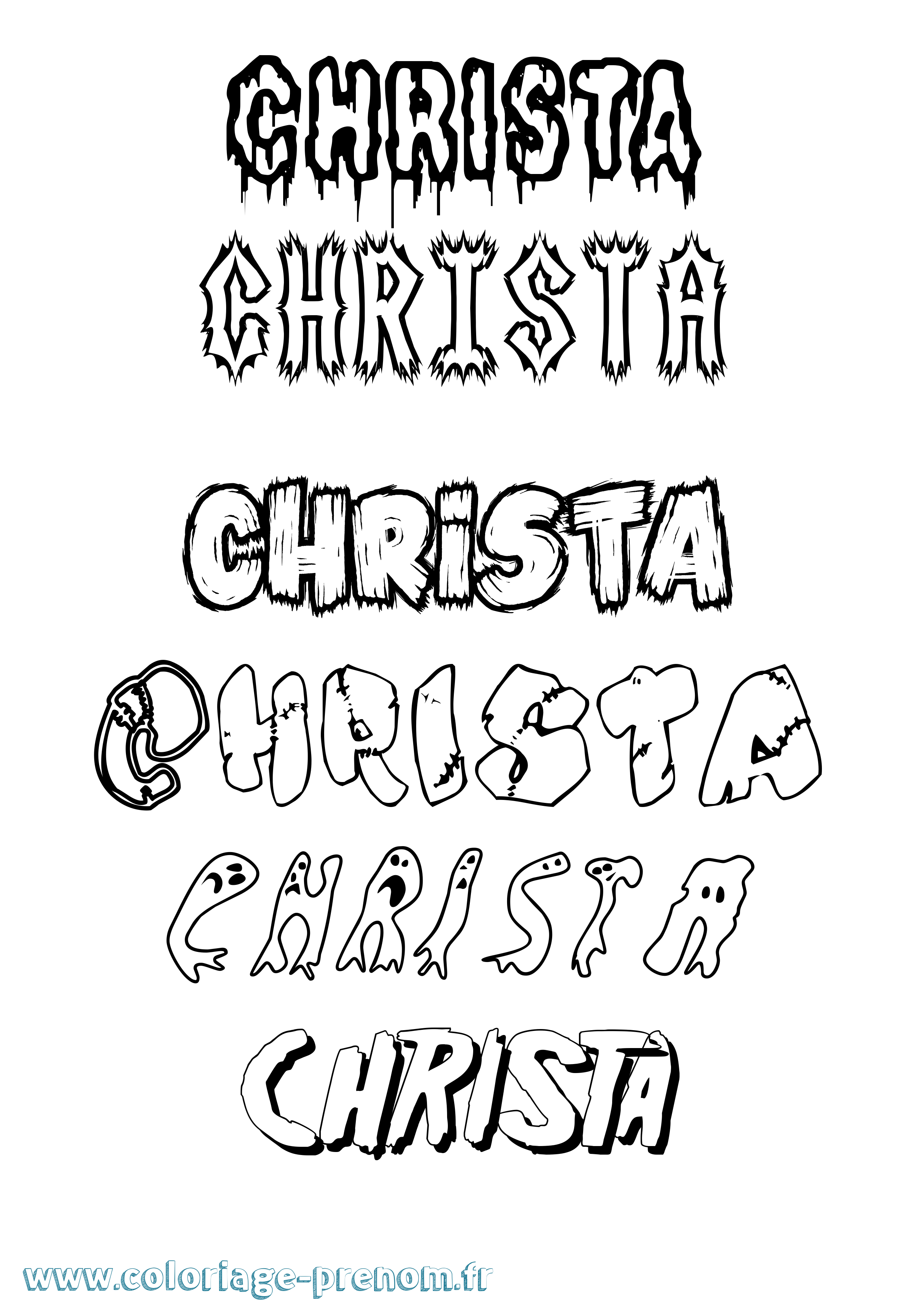 Coloriage prénom Christa Frisson