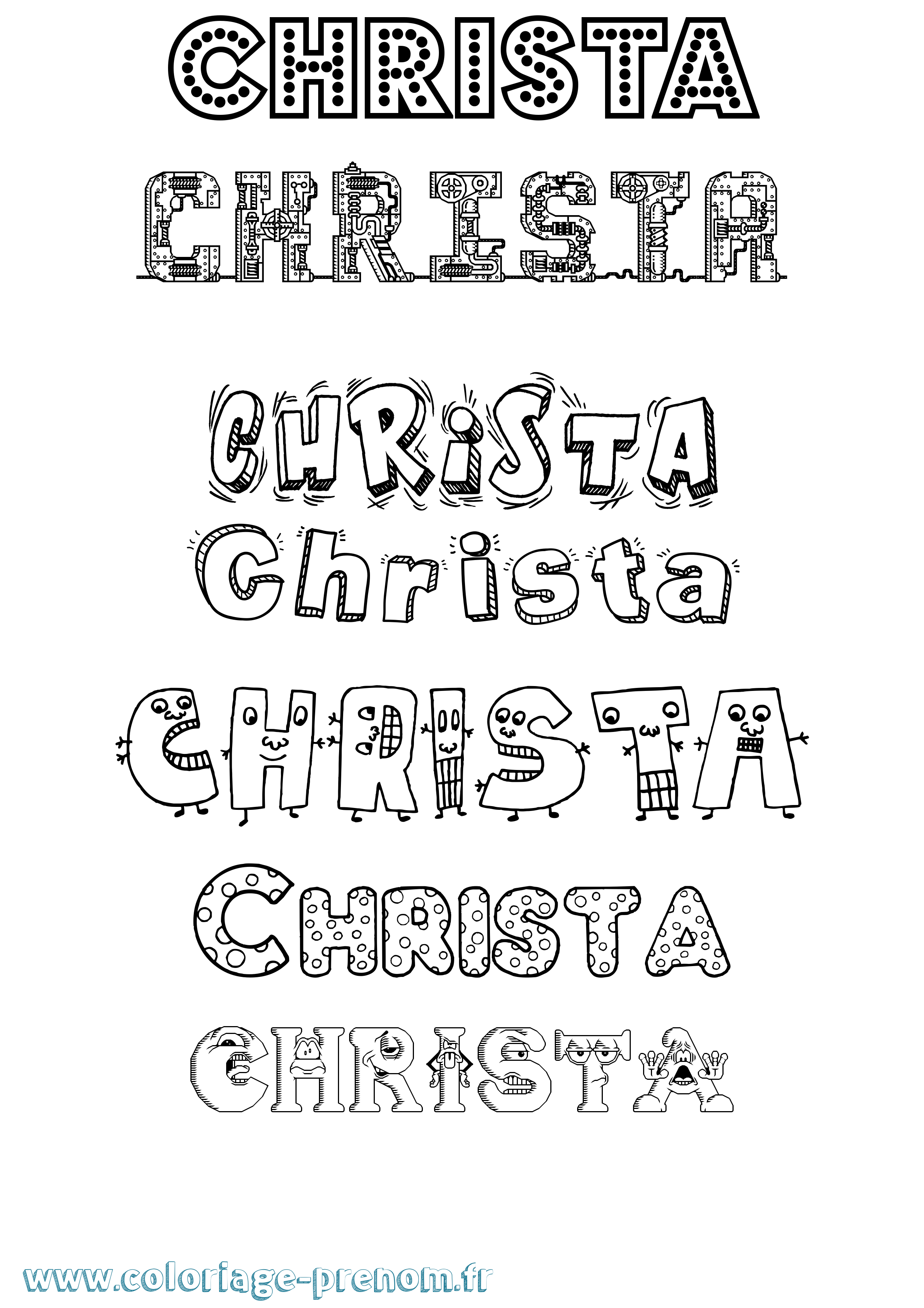 Coloriage prénom Christa Fun