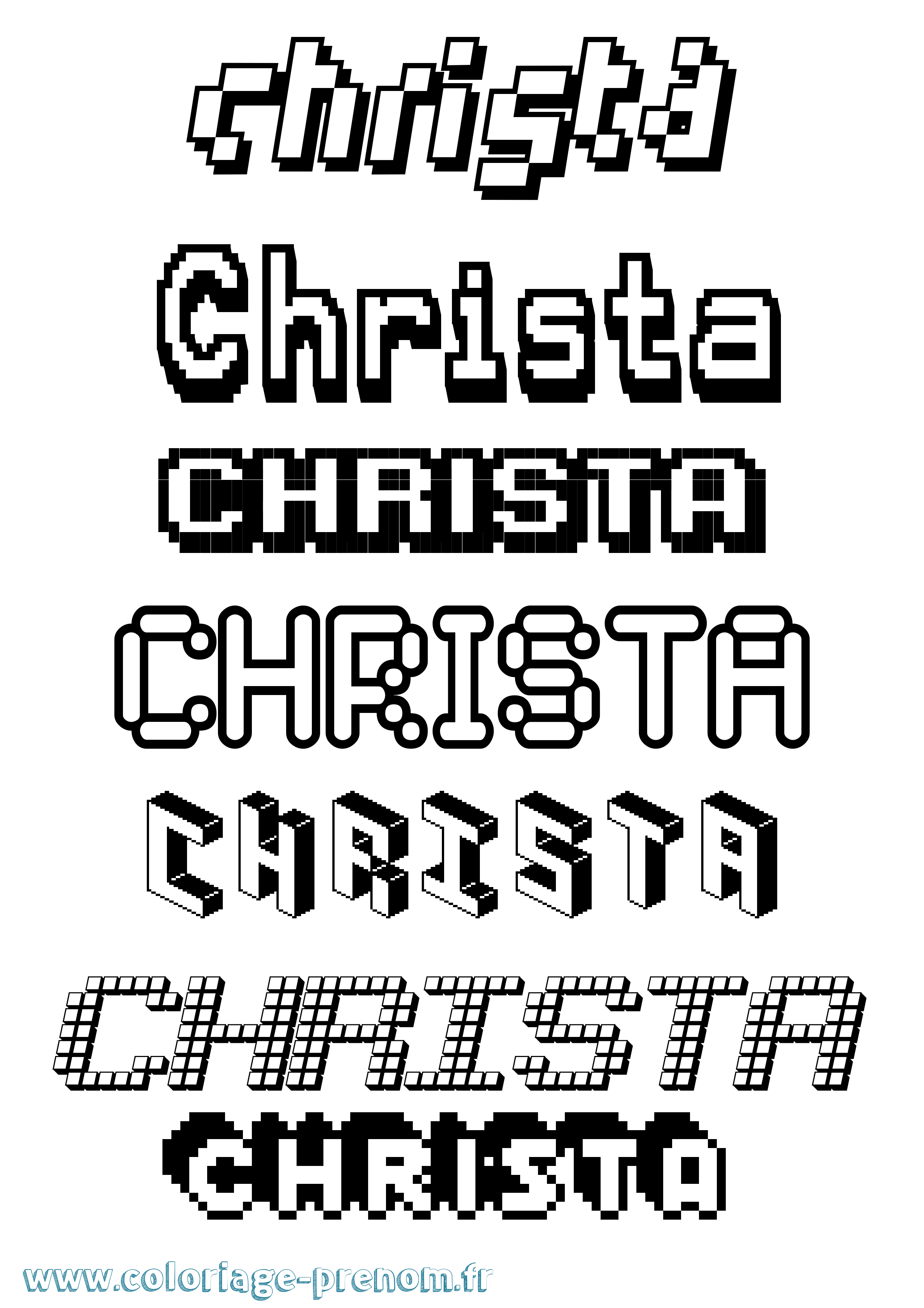 Coloriage prénom Christa Pixel