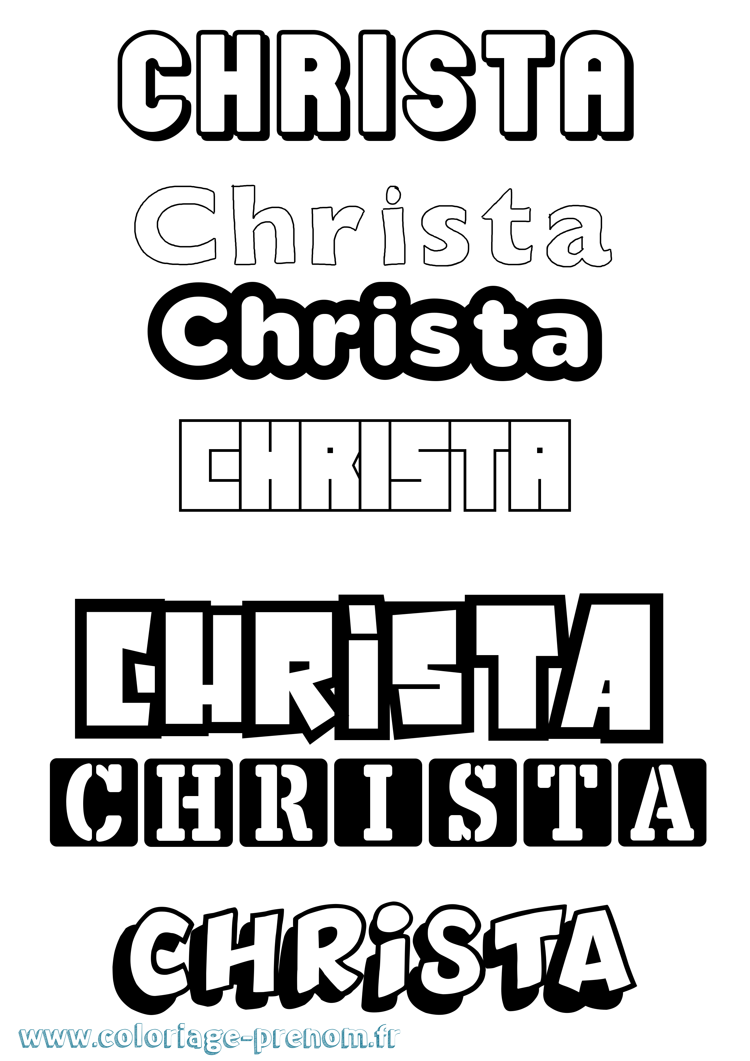 Coloriage prénom Christa Simple