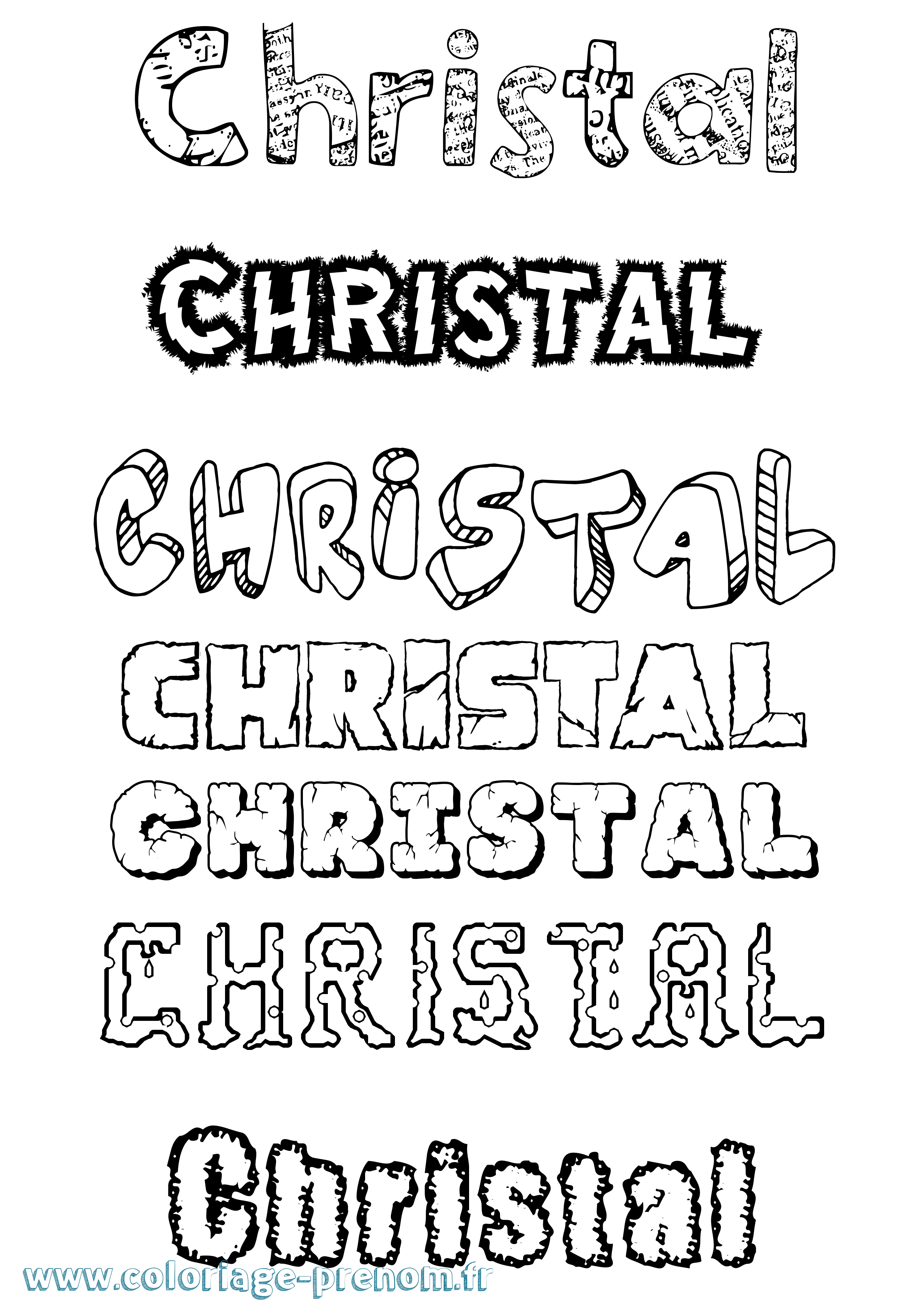 Coloriage prénom Christal Destructuré