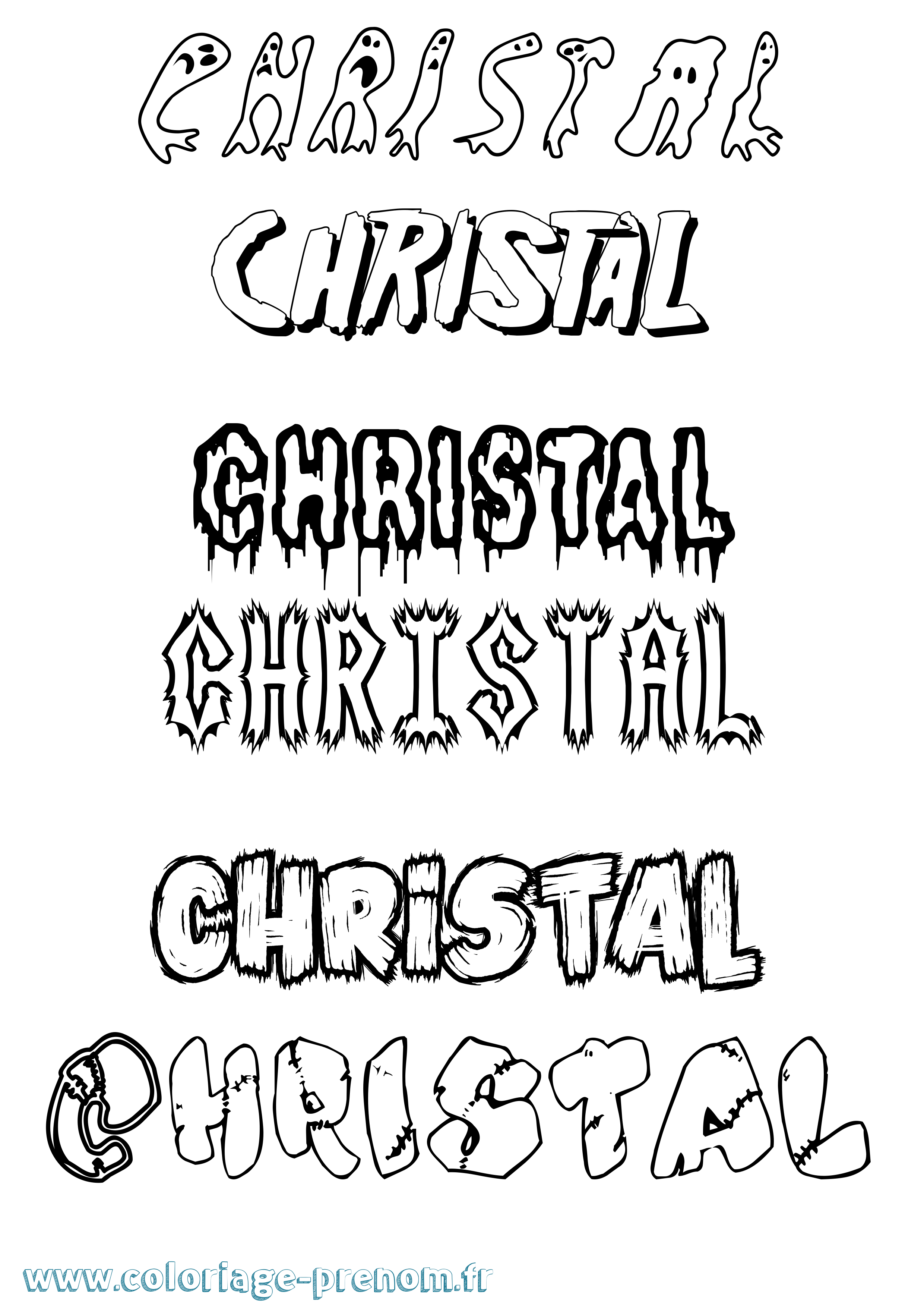 Coloriage prénom Christal Frisson