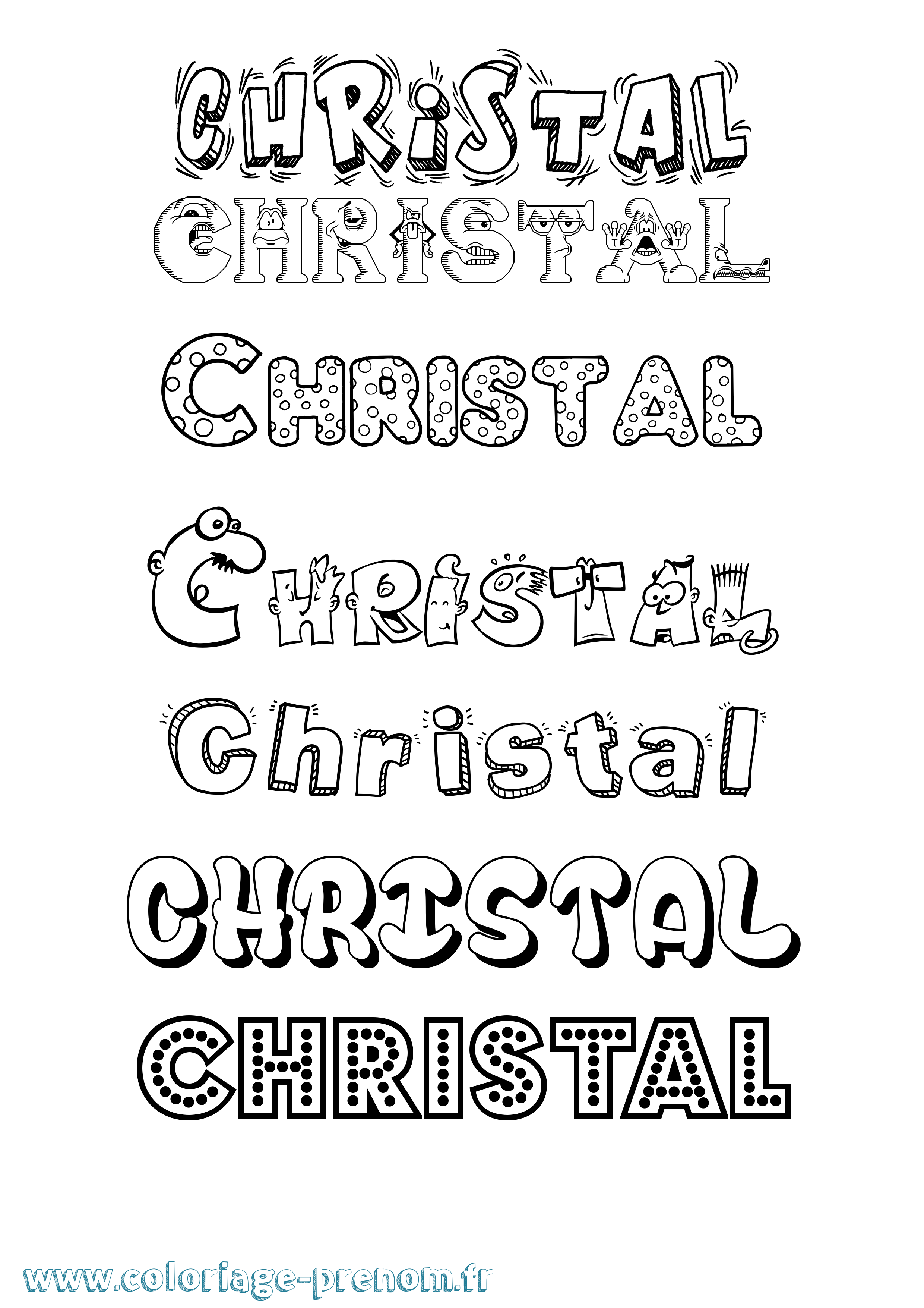 Coloriage prénom Christal Fun
