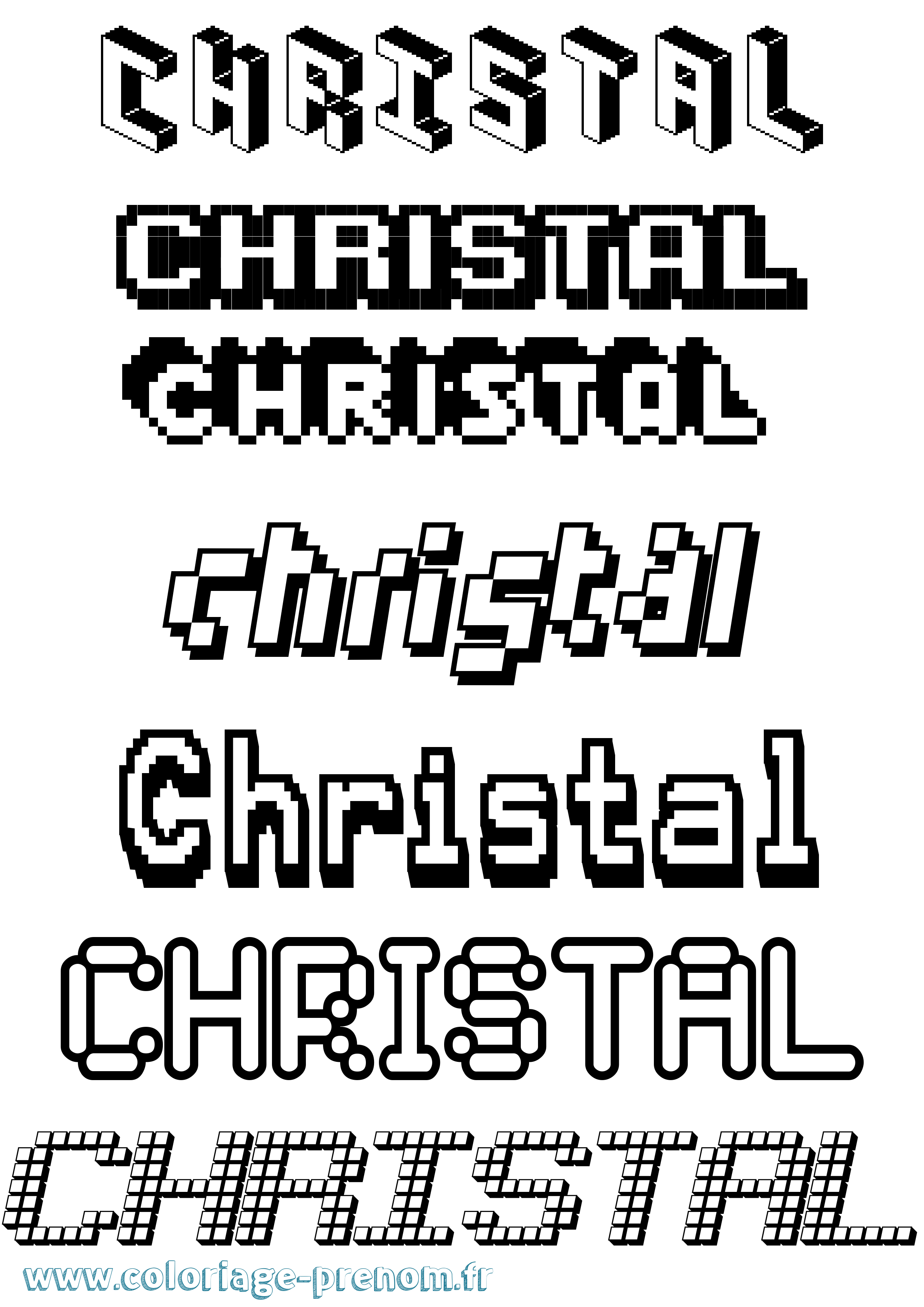 Coloriage prénom Christal Pixel