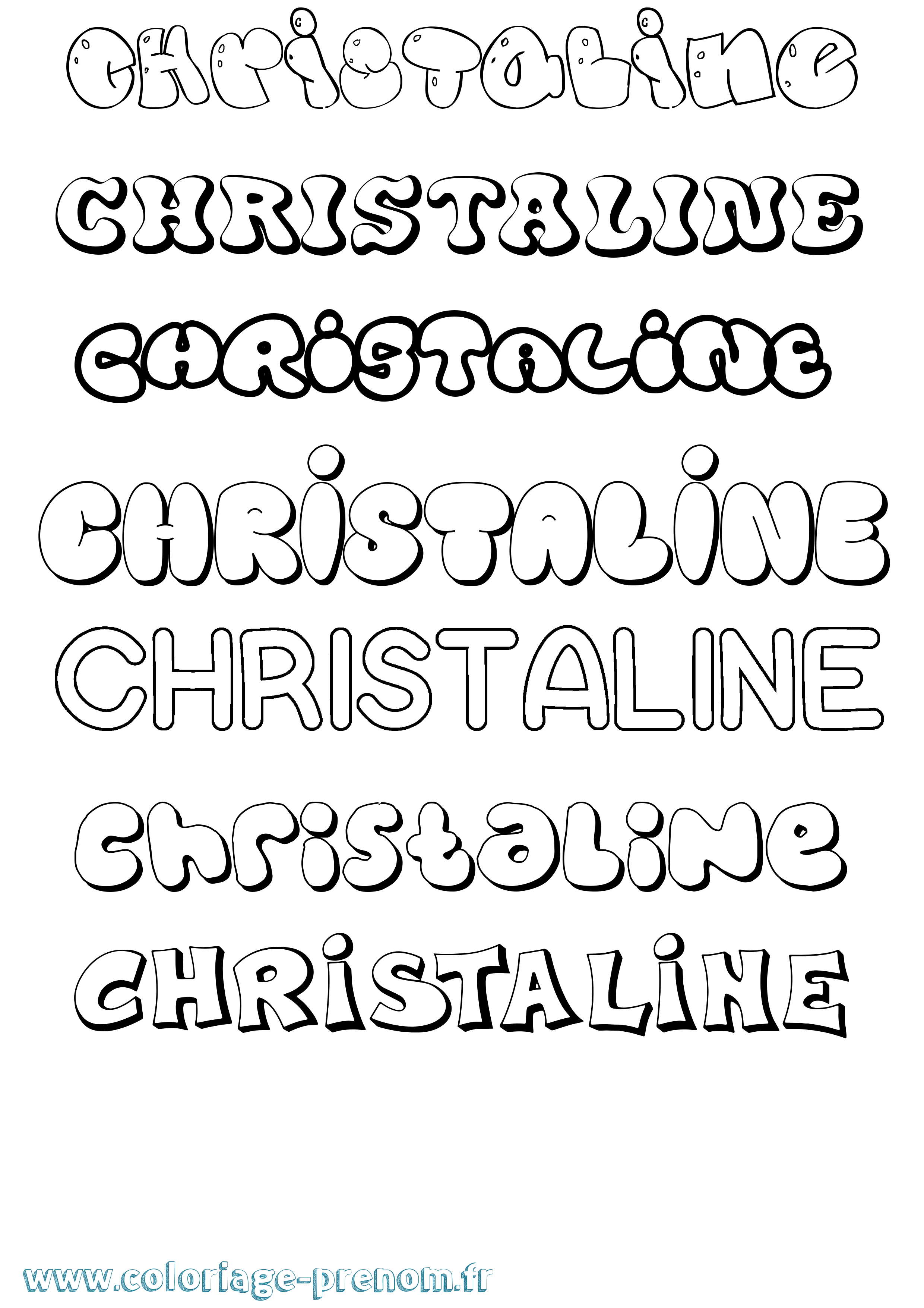 Coloriage prénom Christaline Bubble