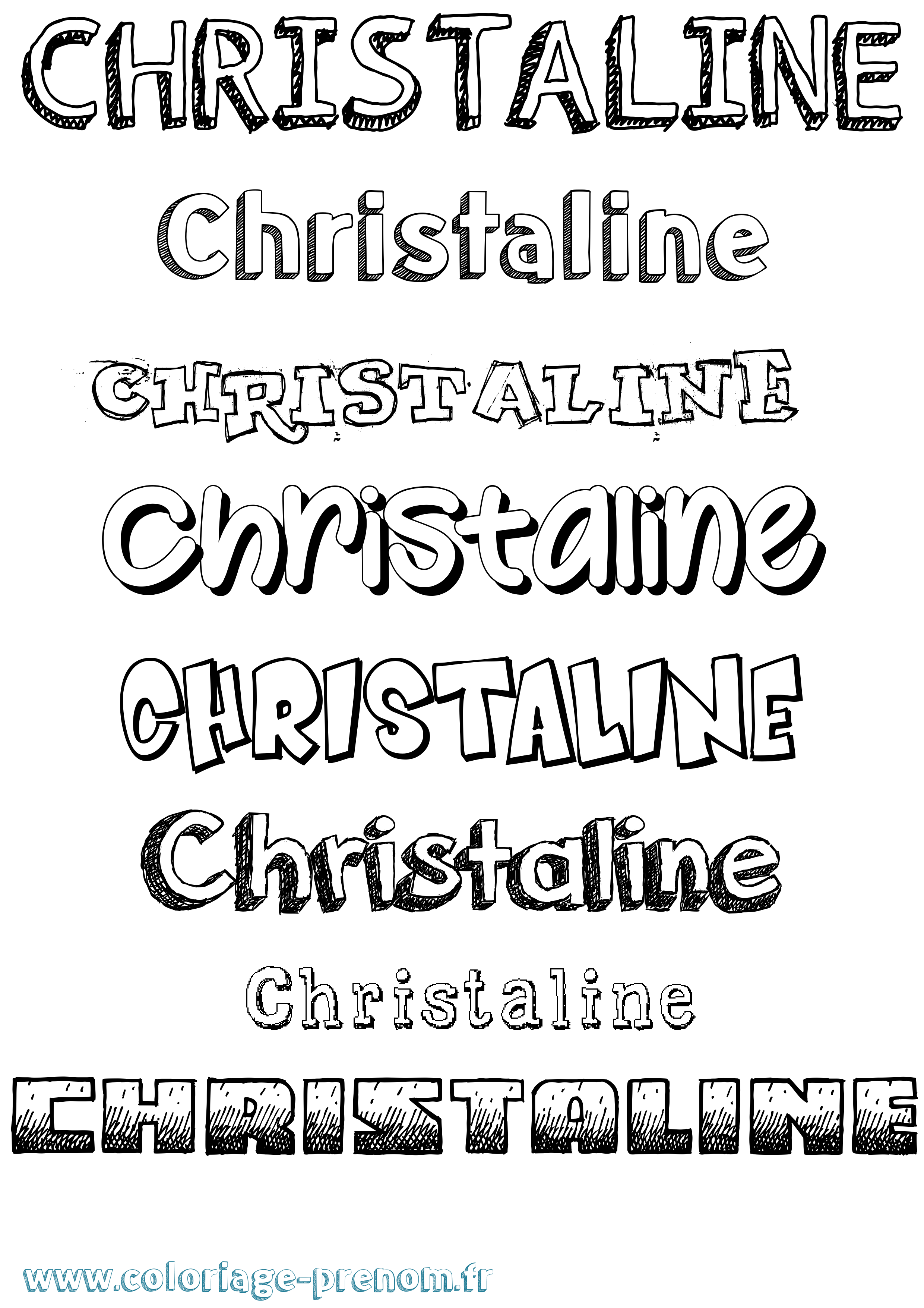 Coloriage prénom Christaline Dessiné