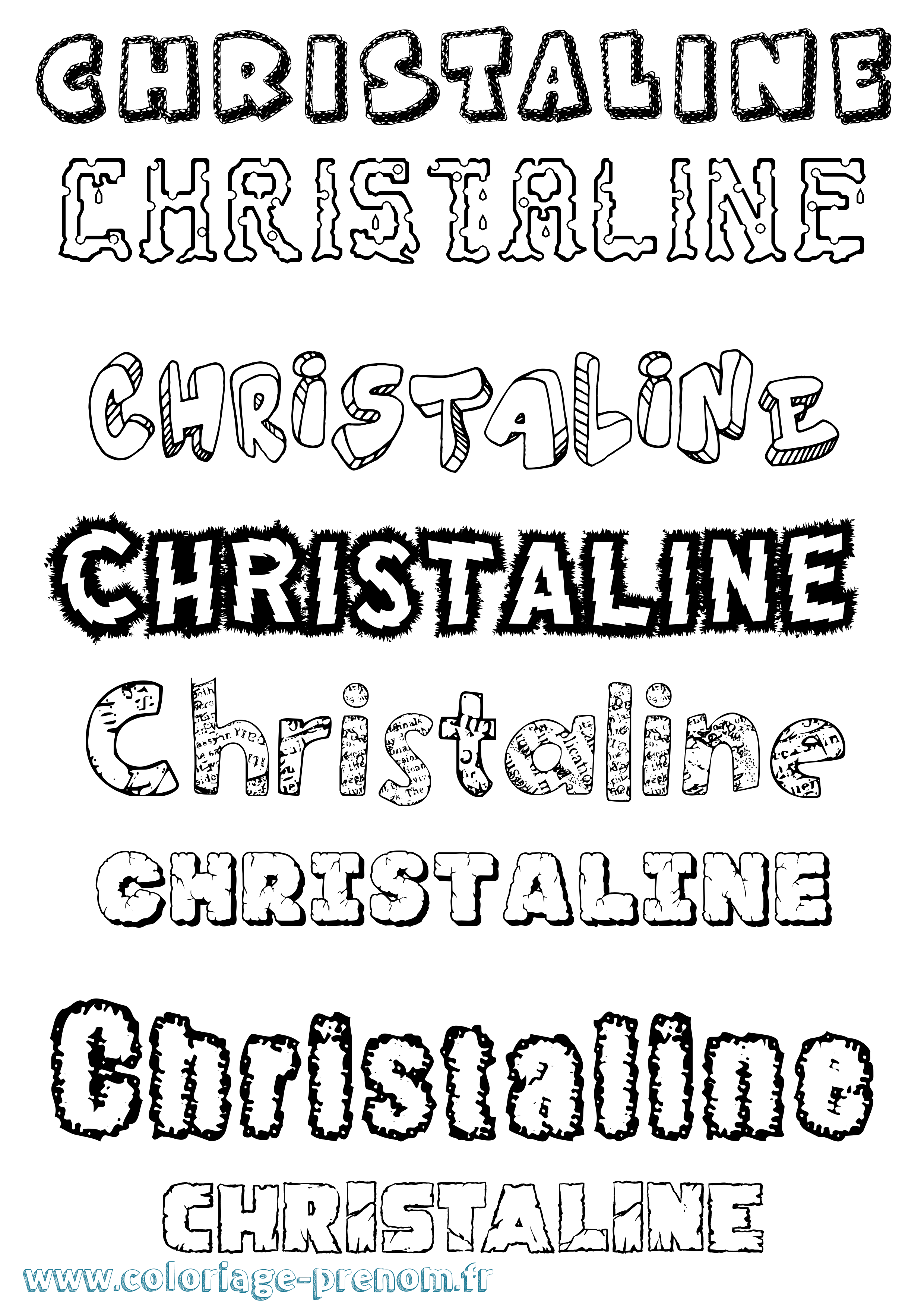 Coloriage prénom Christaline Destructuré
