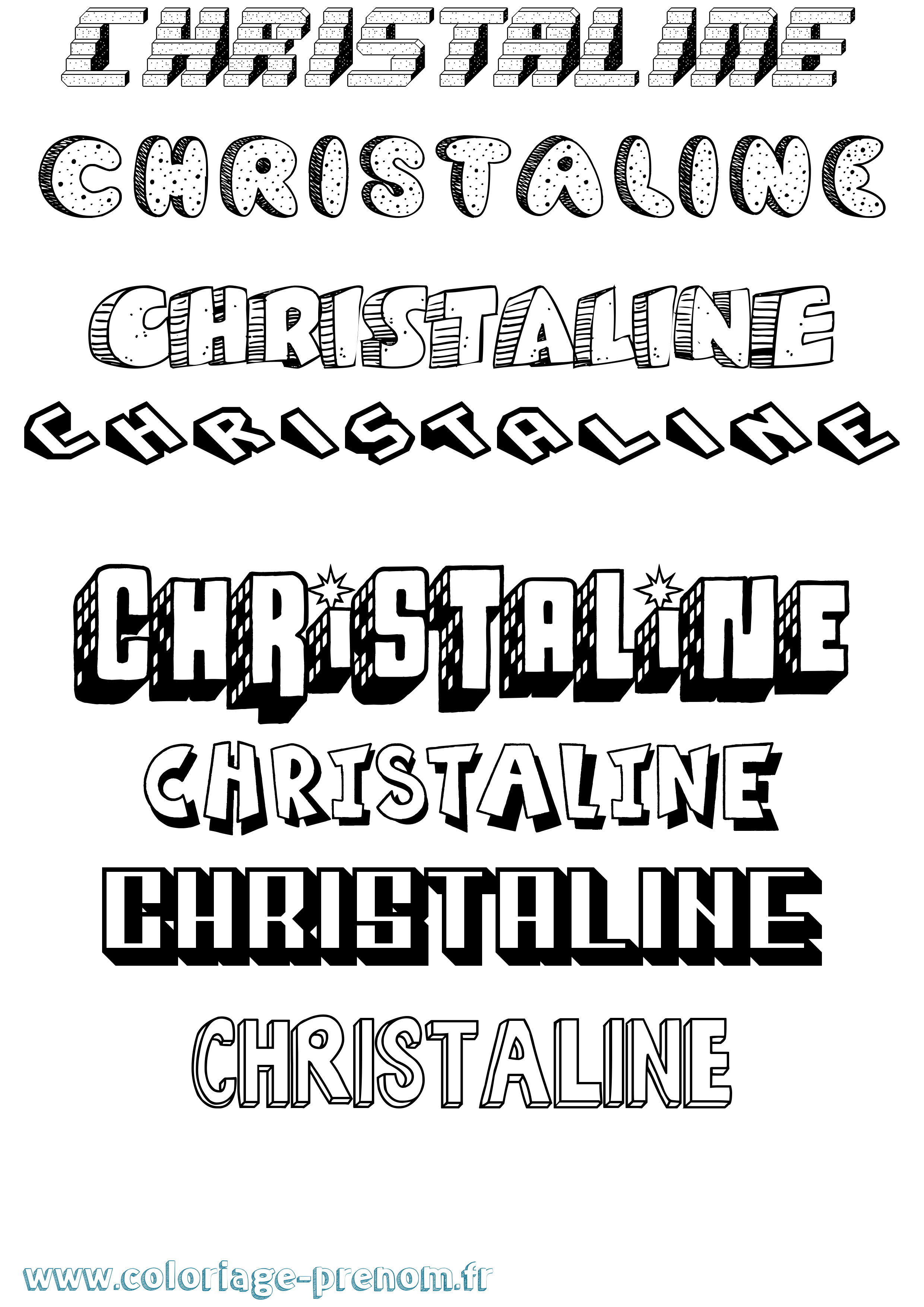 Coloriage prénom Christaline Effet 3D