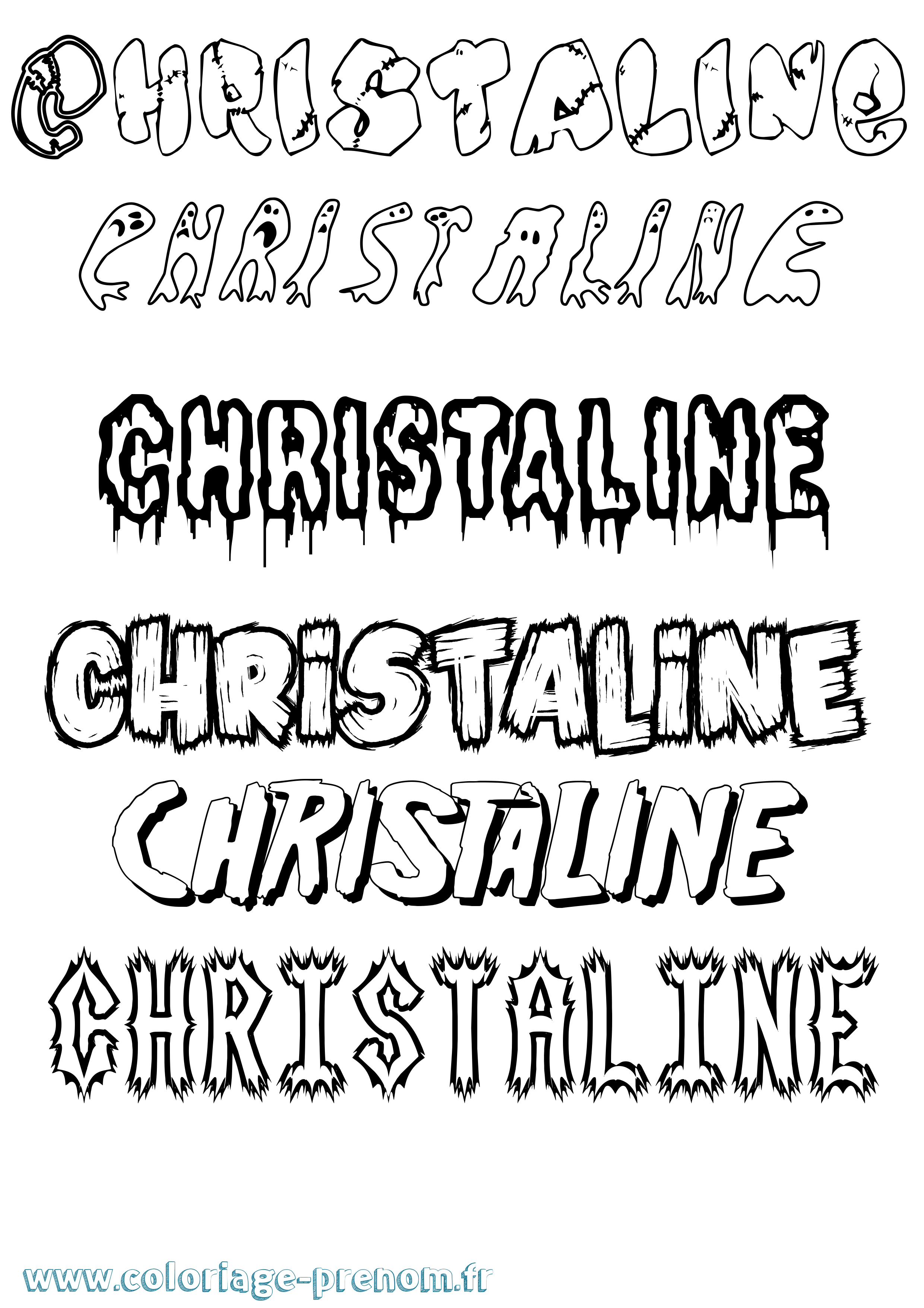Coloriage prénom Christaline Frisson