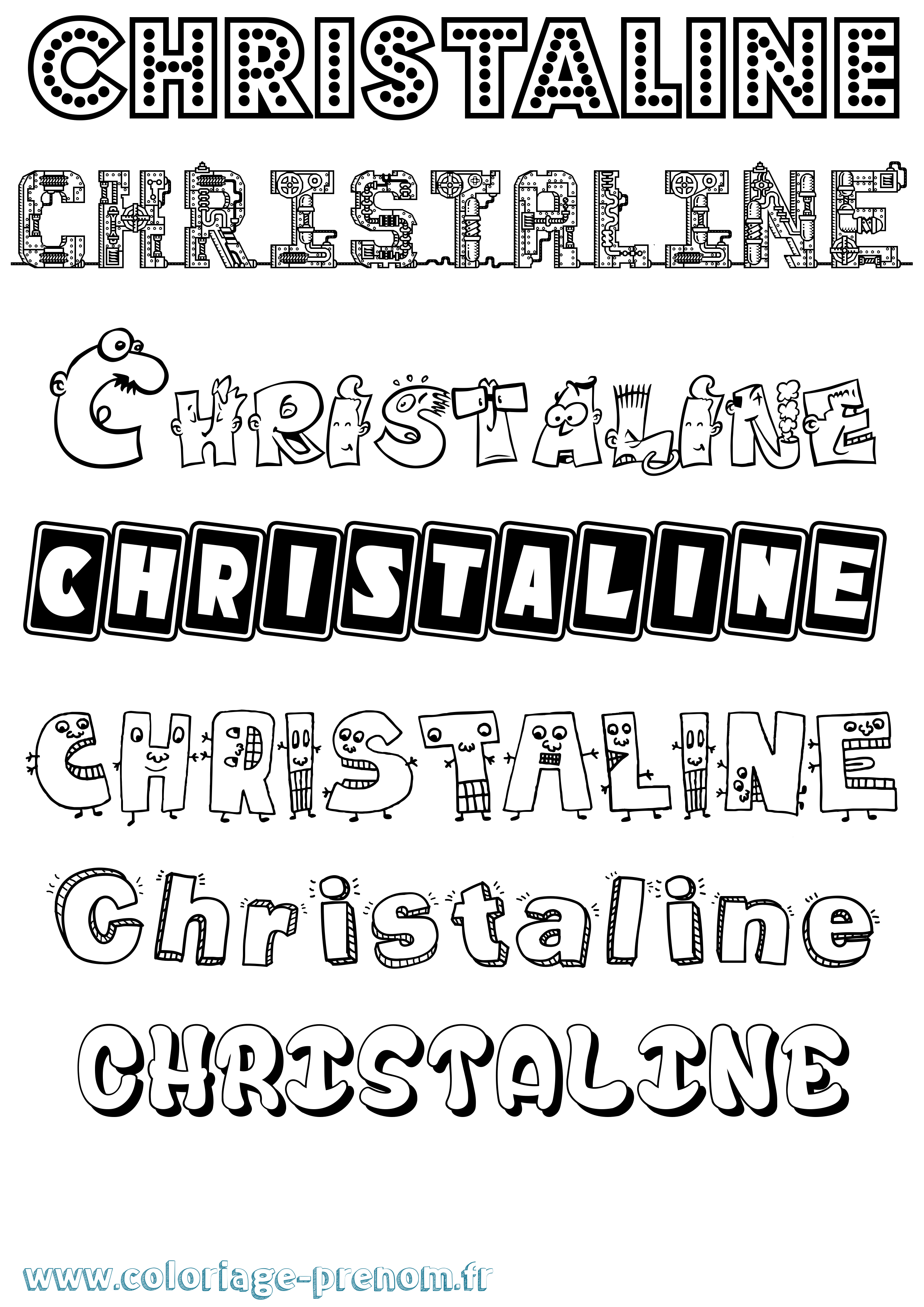 Coloriage prénom Christaline Fun