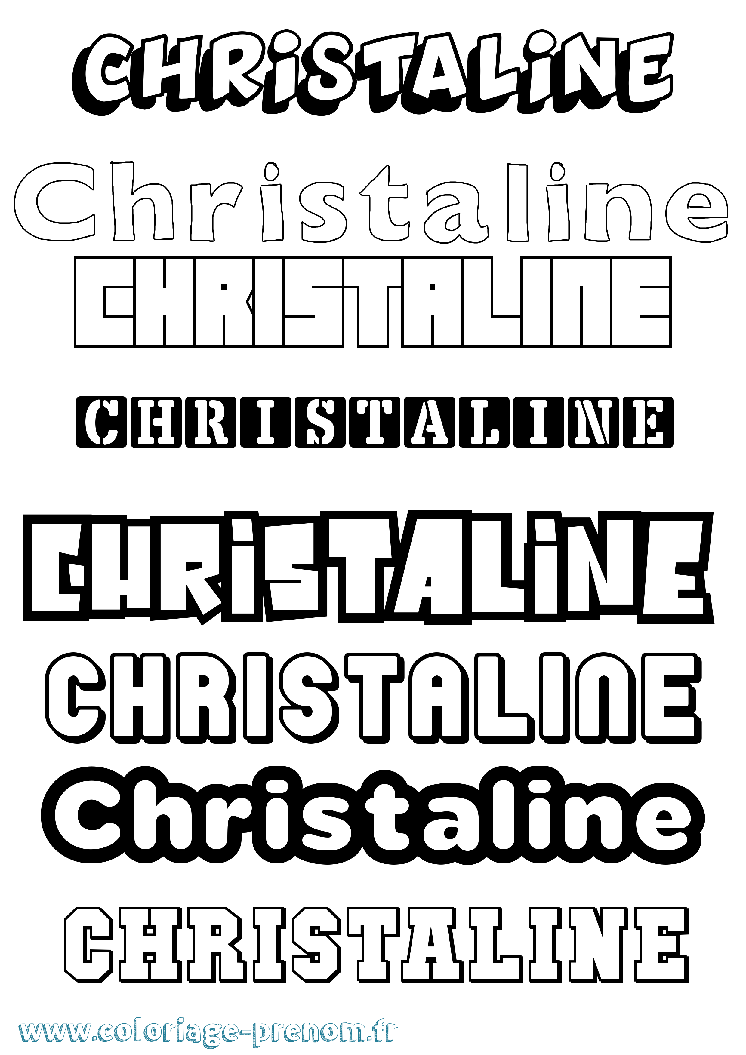 Coloriage prénom Christaline Simple