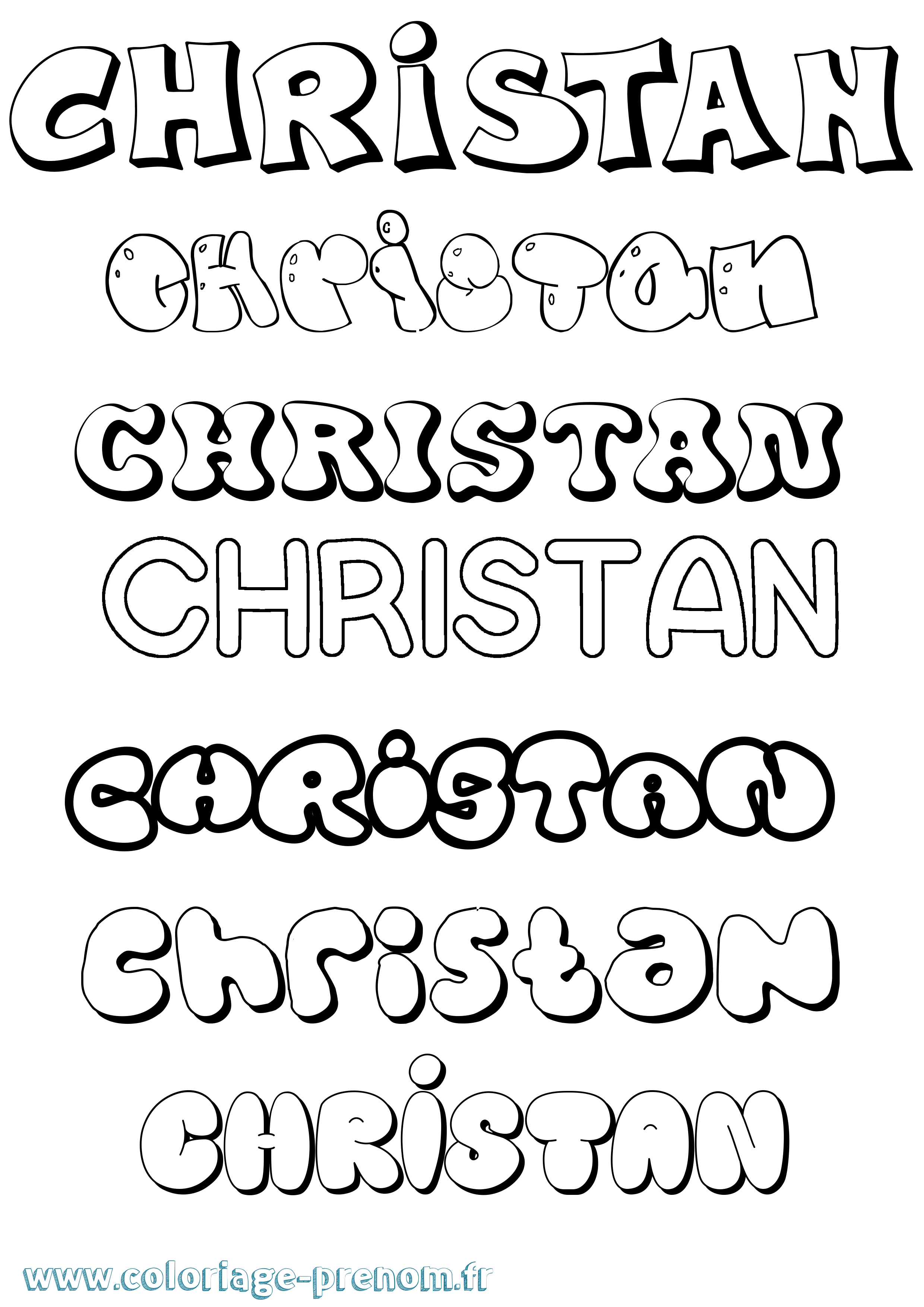 Coloriage prénom Christan Bubble
