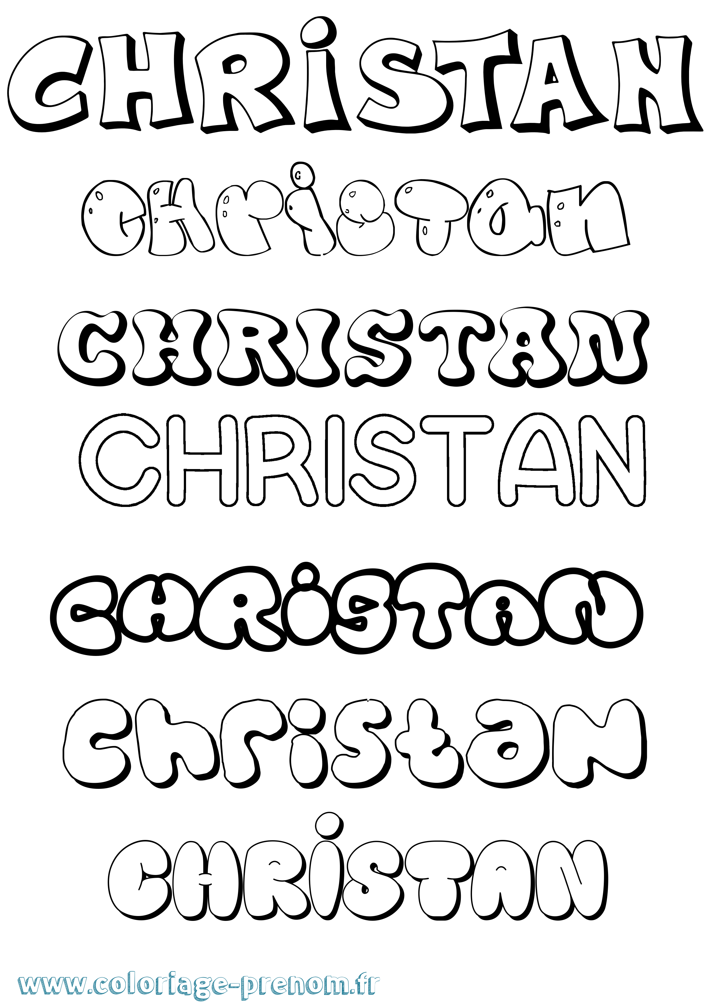 Coloriage Christan Bubble Coloriage prénom Christan Bubble