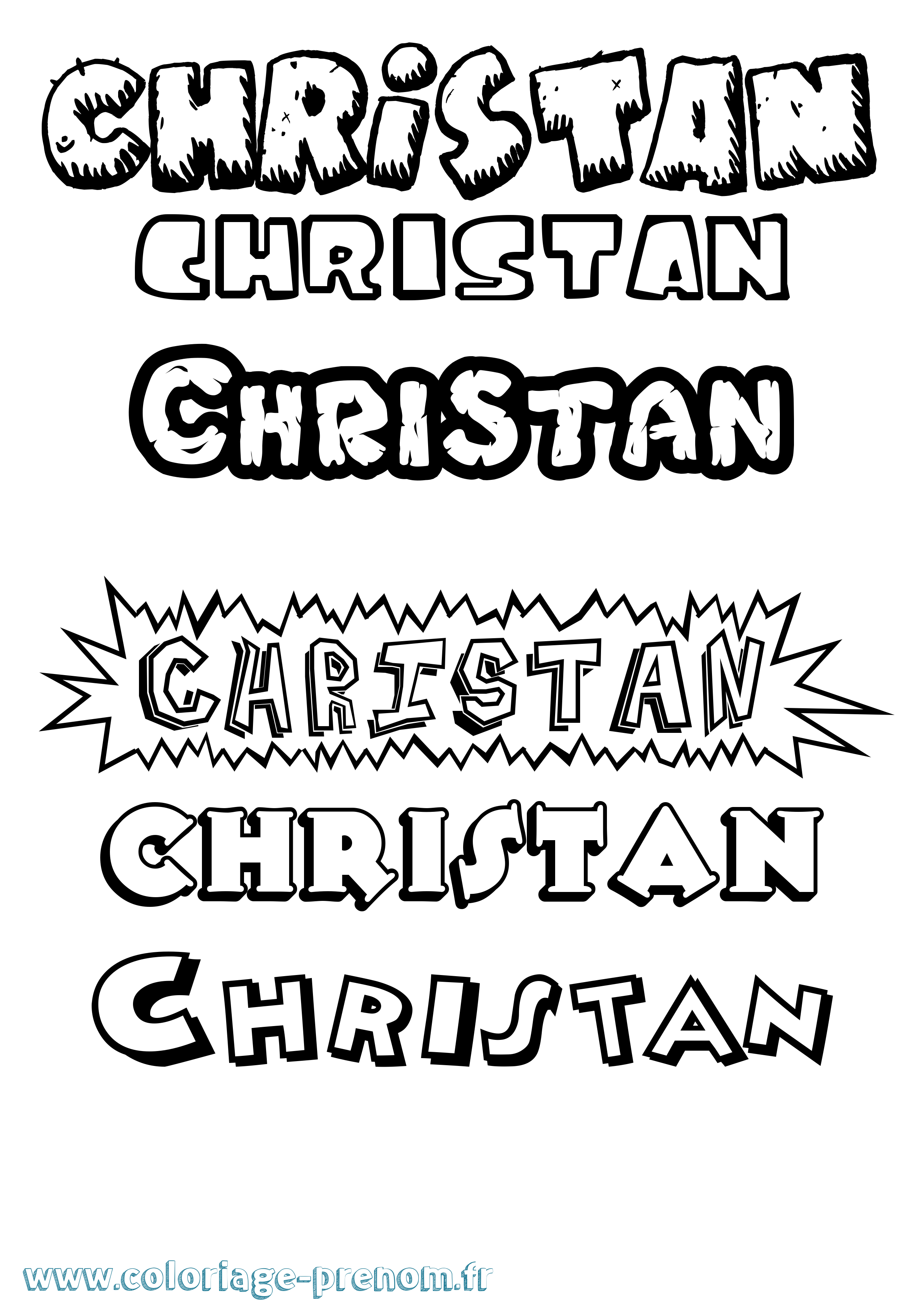 Coloriage Christan Dessin Animé Coloriage prénom Christan Dessin Animé